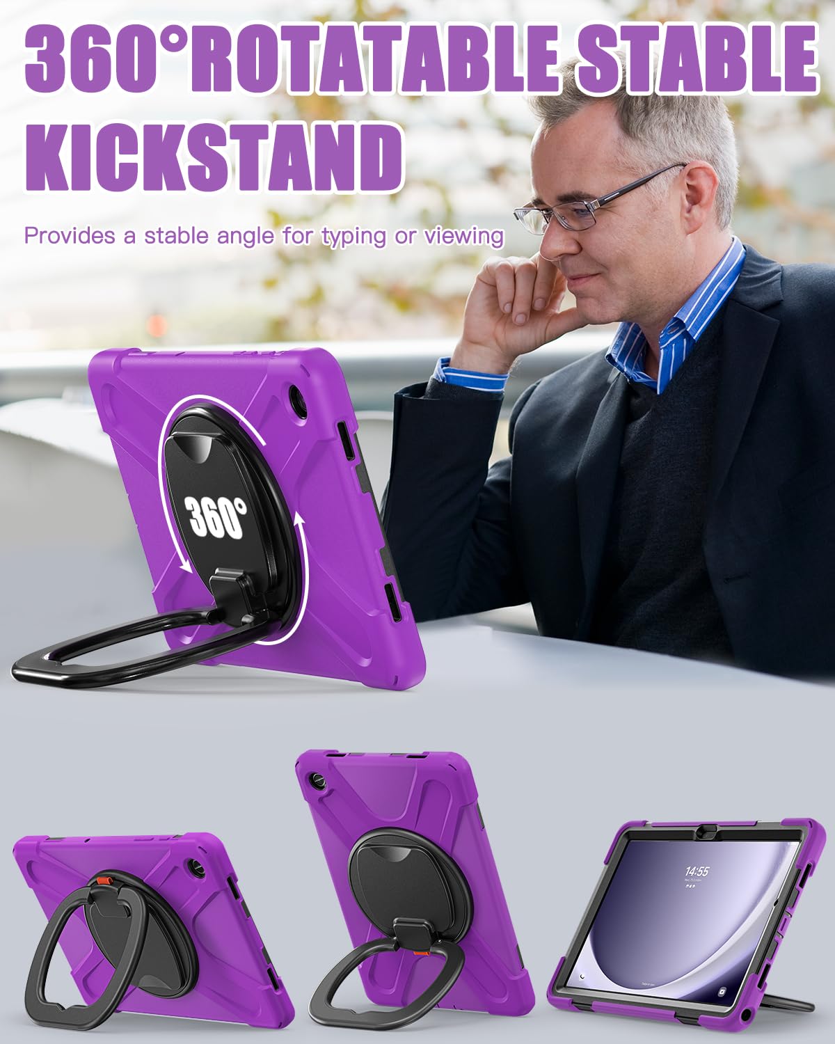 Braecn Case For Samsung Galaxy Tab A9+/ A9 Plus 11 Inch 2023 Sm X210/X216/X218 With Screen Protector, Rotating Handle Grip, Shou