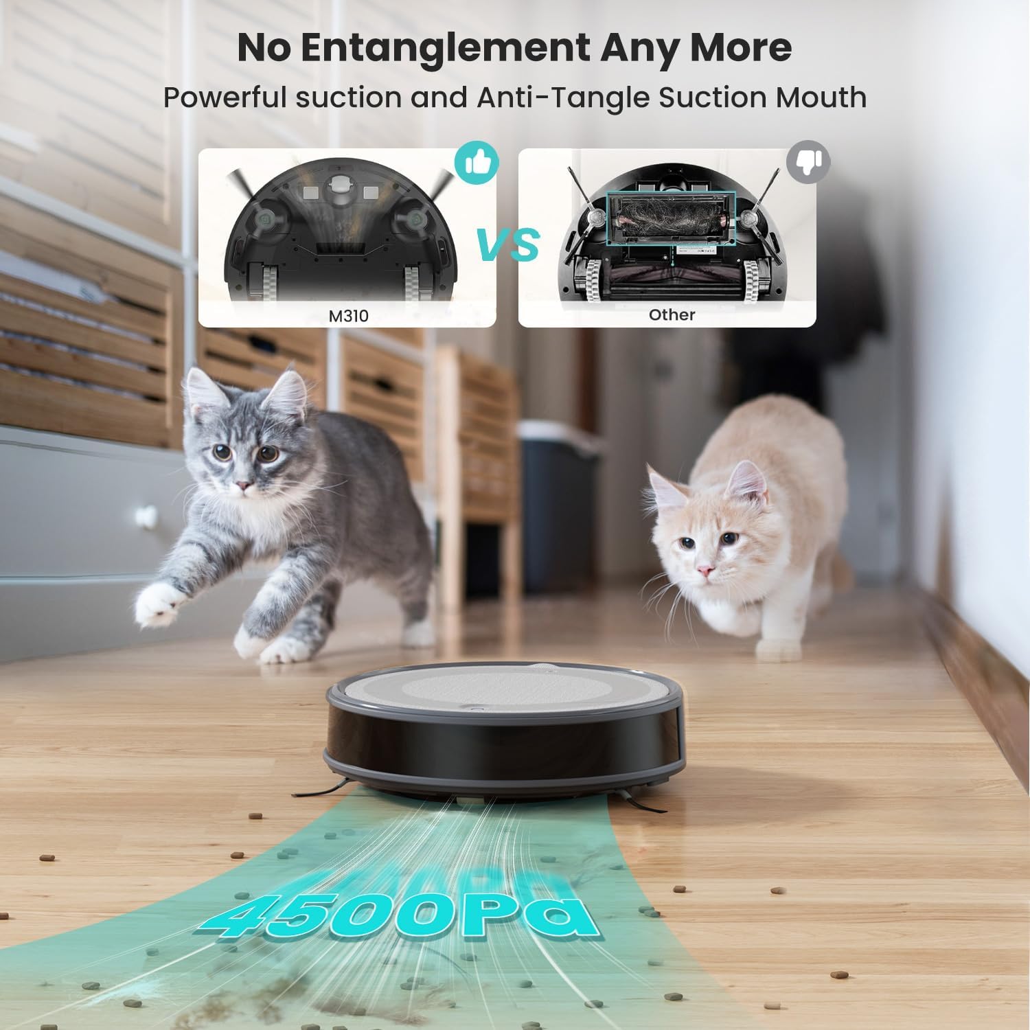 Lefant M310 Robot Vacuum Cleaner 4500Pa Powerful Suction, Precisense Obstacle Avoidance, Slim, Quite, 160 Mins Self Charging Rob