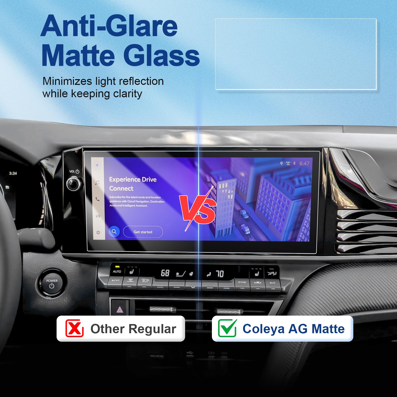 Coleya Anti Glare Matte Screen Protector For 2025 Camry (Xle/Xse/Se) 12.3 Inch Touchscreen, 9H Tempered Glass 12.3 In. T Oyota A