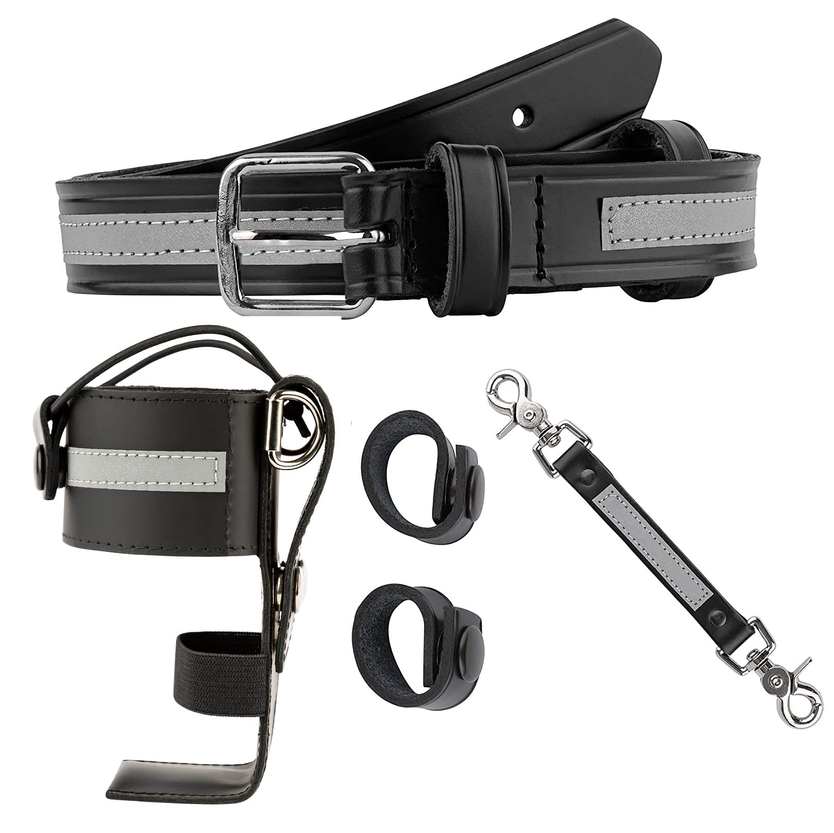 Perfect Fit Shield Wallets Leather Firefighter Reflective Bundle Includes L Style Universal Radio Holster Case, Radio Strap Harn