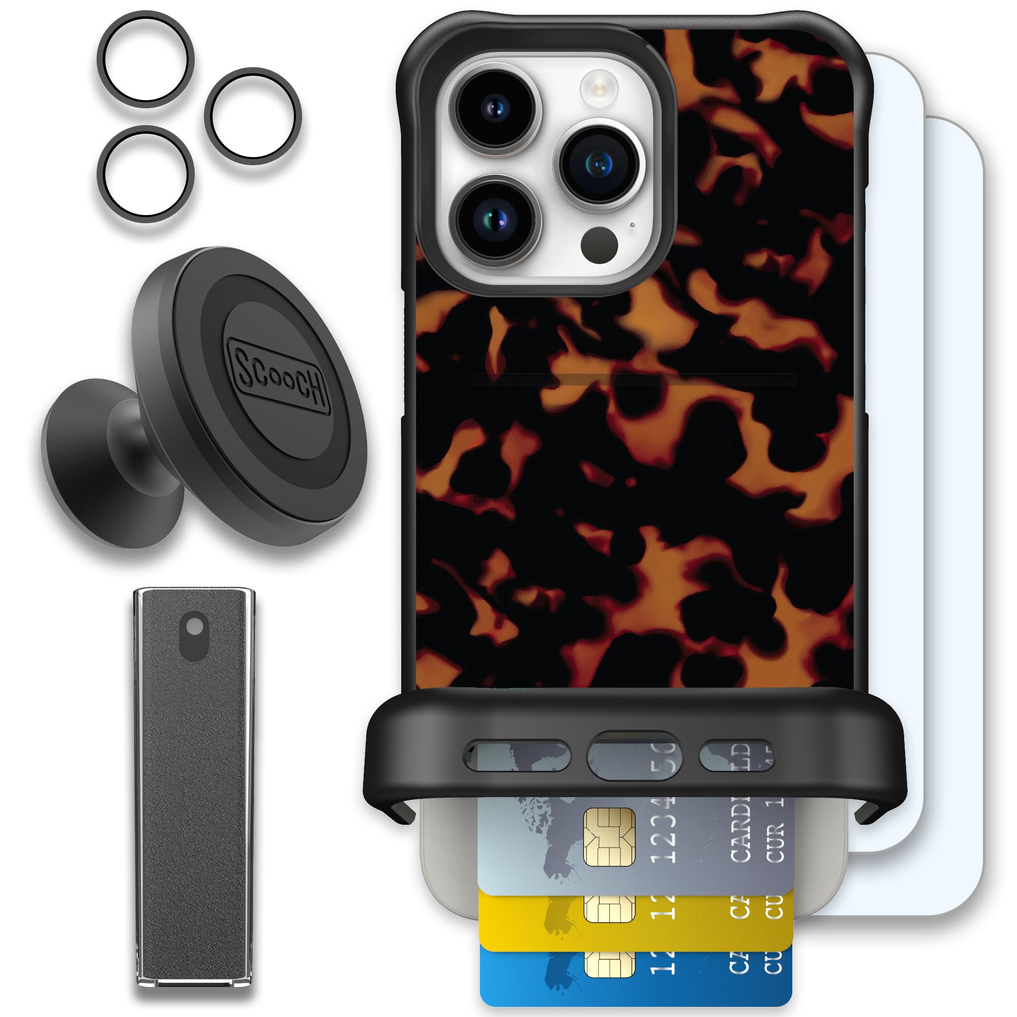 Scooch Wingmate for iPhone 15 Pro Max [Defender Bundle] with 2 Tempered Glass Screen Protectors, Camera Lens Protector, Wingmoun