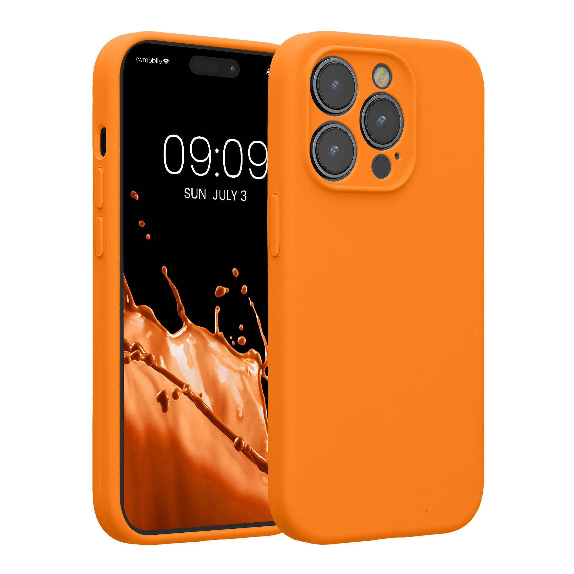 kwmobile Case Compatible with Apple iPhone 14 Pro Case - Slim TPU Silicone Phone Cover - Soft Touch Finish - Fruity Orange