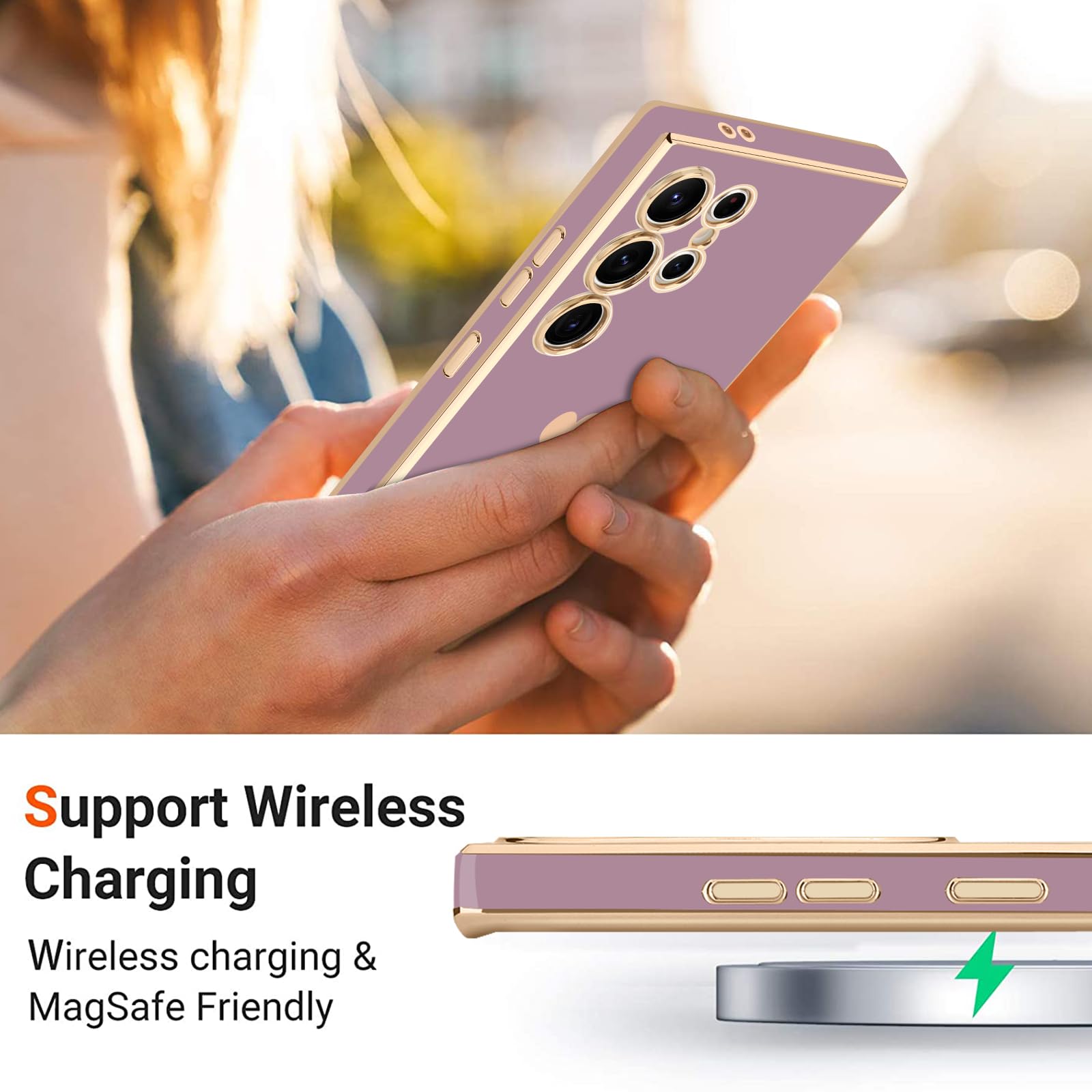 Teageo For Samsung Galaxy S24 Ultra 5G Case For Women Girl Cute Love Heart Luxury Soft Back Cover Raised Full Camera Protection