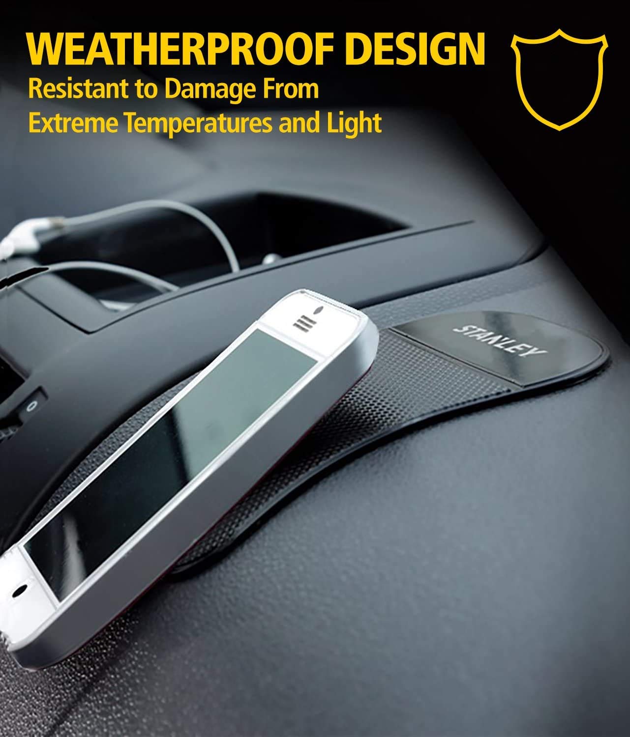 Stanley S4005 3.5'' X 5.75'' Extra Strong Anti Slip Grip Dashboard Gel Pad For Cell Phone, Tablet, Gps, Keys Or Sunglasses, Pack