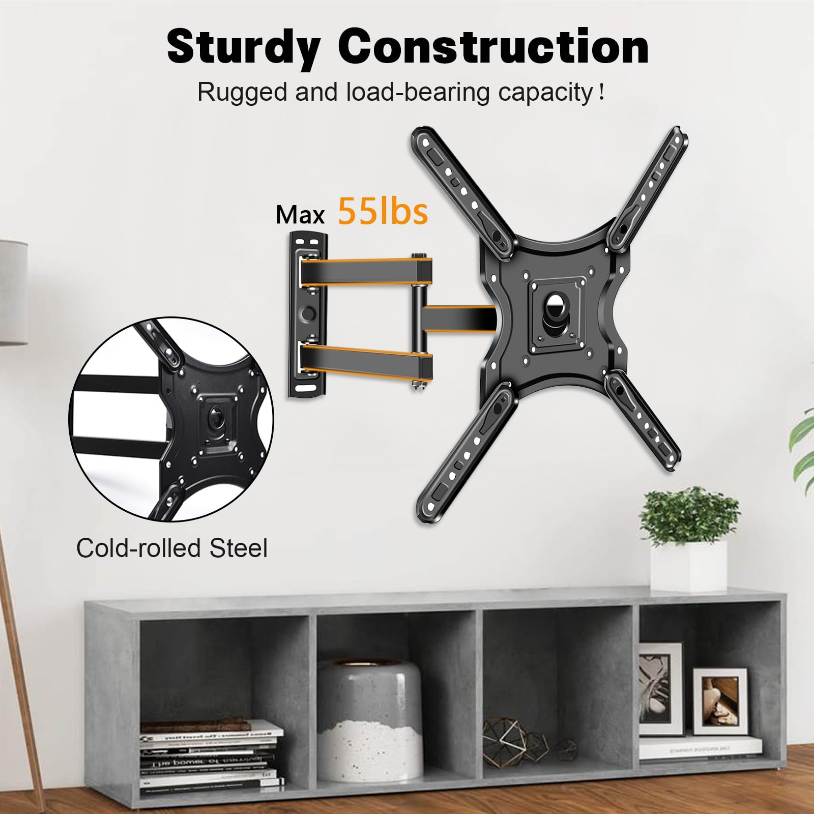 Swivel Tv Wall Mount Full Motion Tv Bracket With Articulating Arm For Most 14 60 Inch Led, Lcd Flat Curved Smart Tvs Monitor Til
