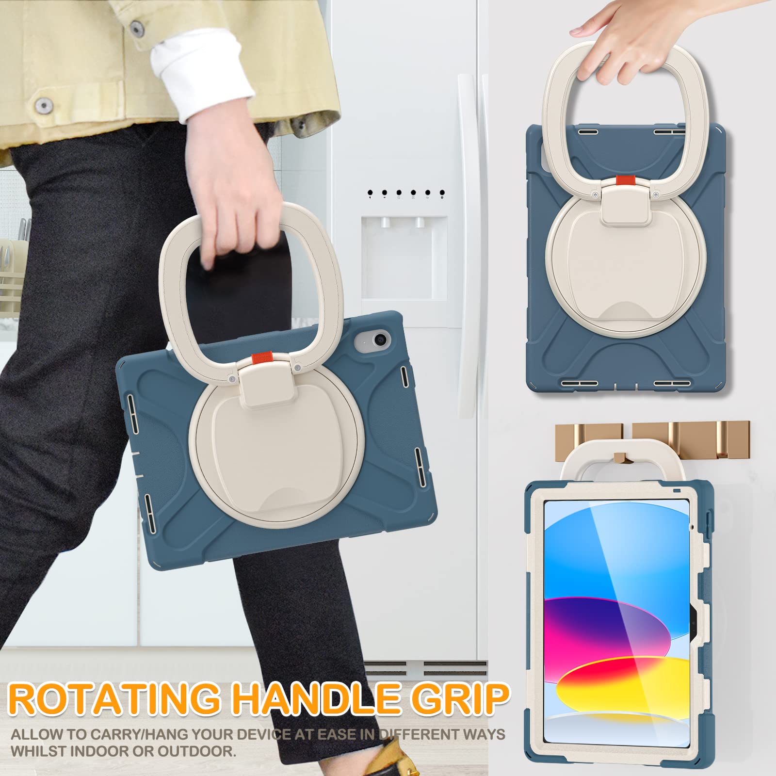 Braecn Case For Ipad 10Th Generation 2022 A2696 A2757 A2777 Heavy Duty Silicone Cover For Ipad 10.9 Inch  Screen Protector/Penci