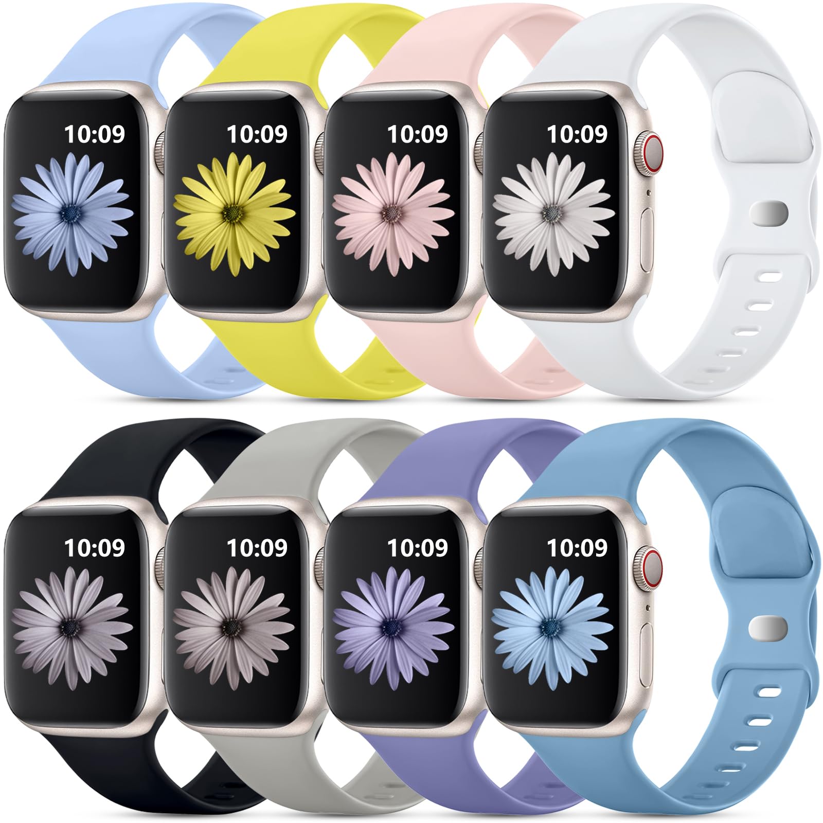 Daqin Compatible With Apple Watch Band 40Mm For Women Men Iwatch Band 38Mm 41Mm 42Mm 44Mm 45Mm 46Mm 49Mm, 8 Pack Soft Silicone S