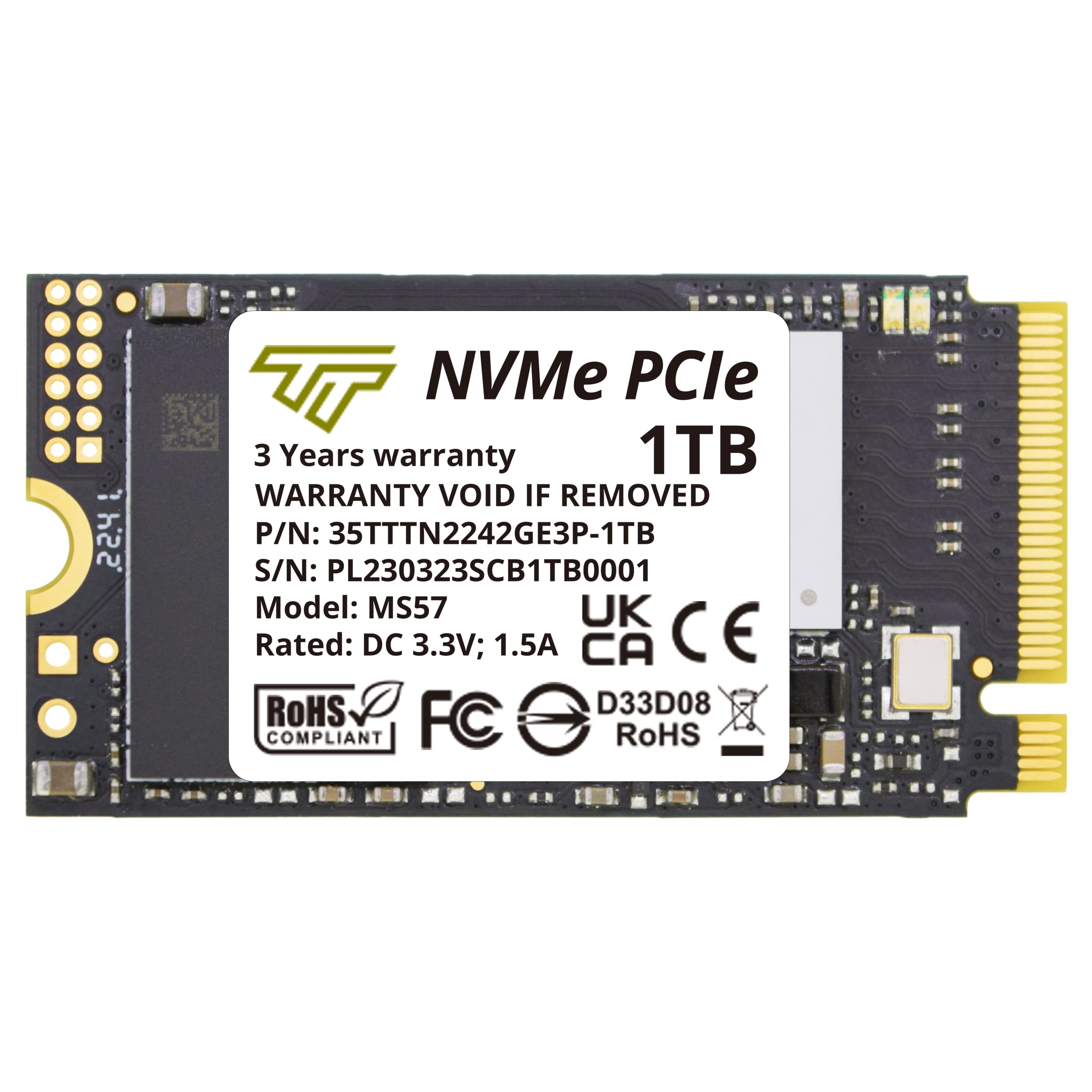 Timetec 1Tb M.2 2242 Ssd Nvme Pcie Gen3X4 3D Nand Tlc Read/Write Speed Up To 2,100/1,600 Mb/S Compatible With Lenovo Thinkpad E15 / Thinkpad 11E Yoga Gen 6, Laptop And Desktop