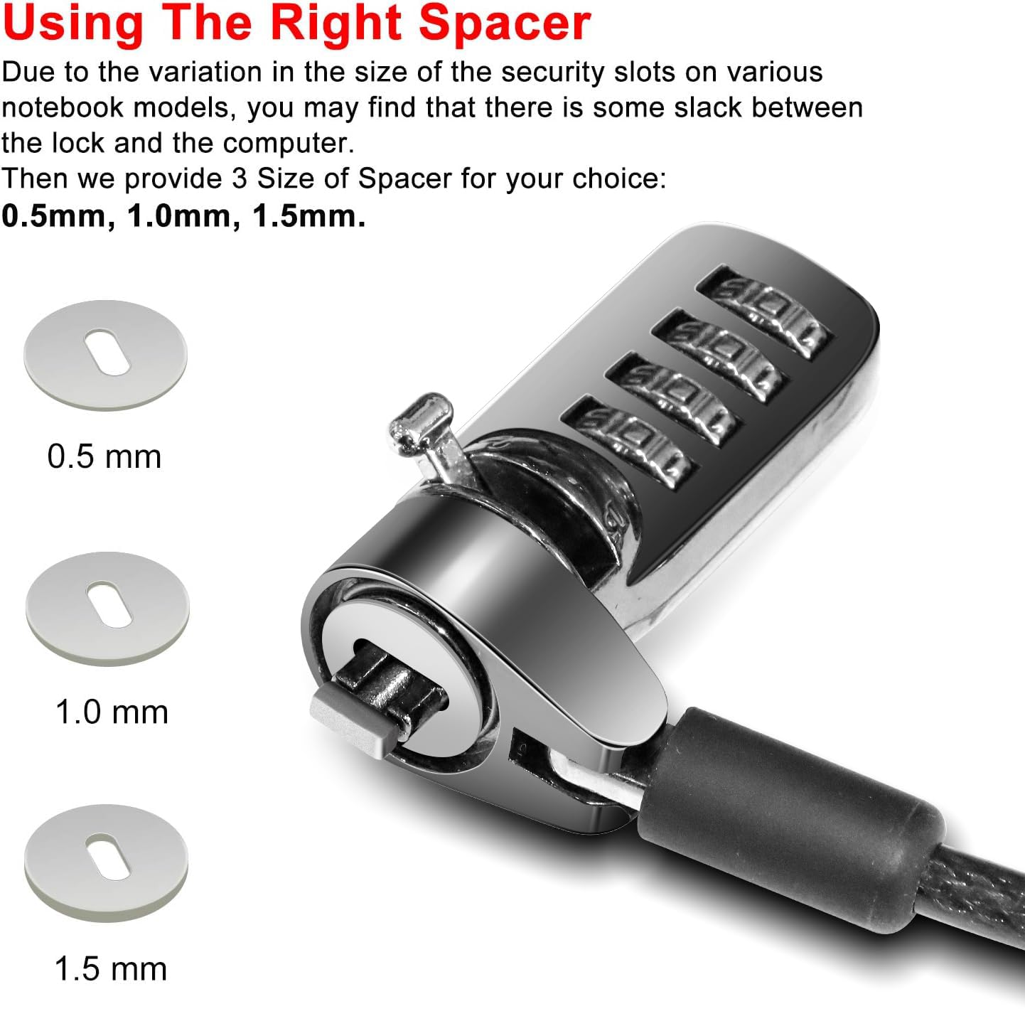 Computer Laptop Cable Lock  Slot Plate 6.23Ft Cable  Security Computer Combination Lock  4 Digital Password Protection Cable  An