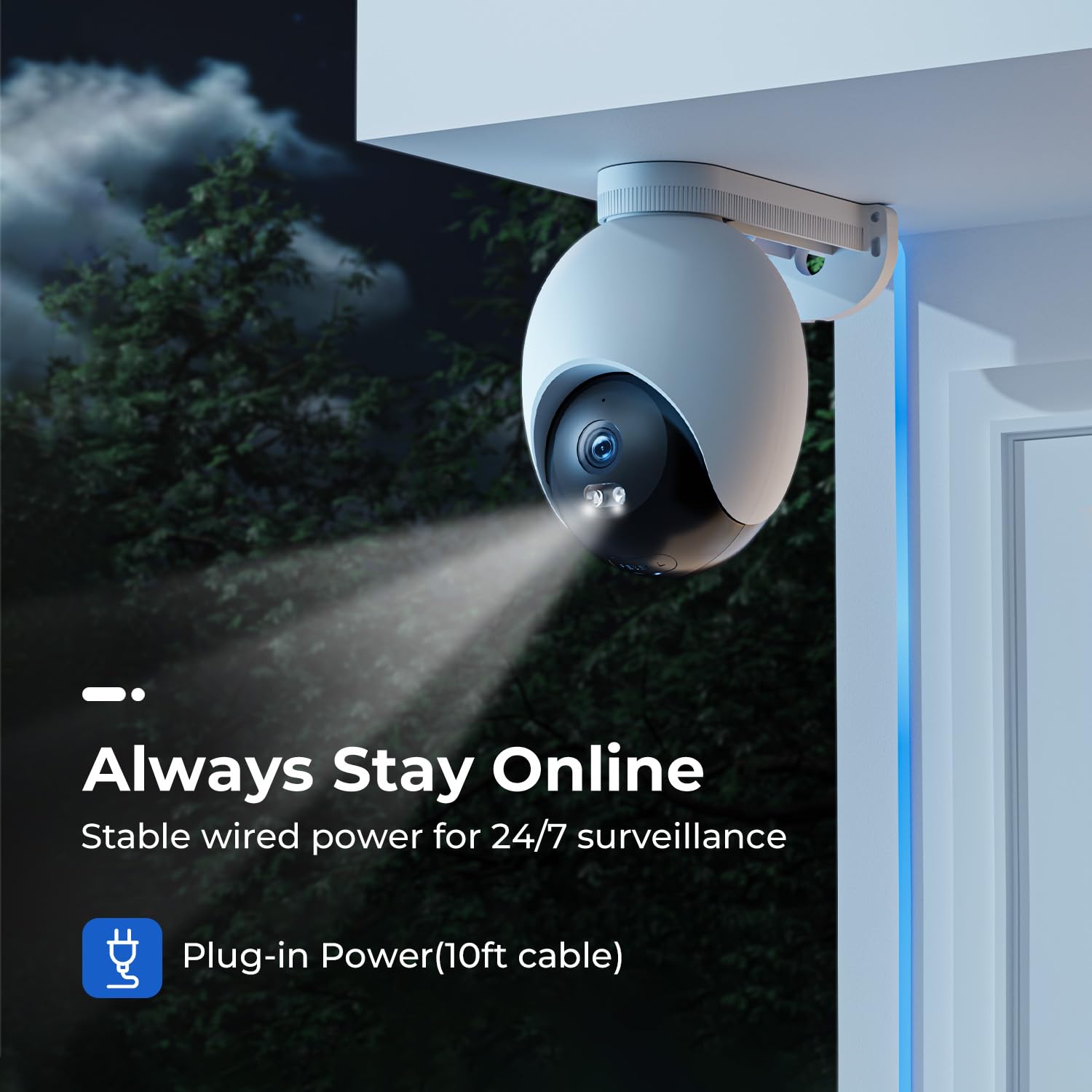 Imilab Ec6 3K Plug In Security Camera Outdoor   360 View Wifi 6 Camera For Home Security W/Spotlight, 24/7 Recording, Auto Track