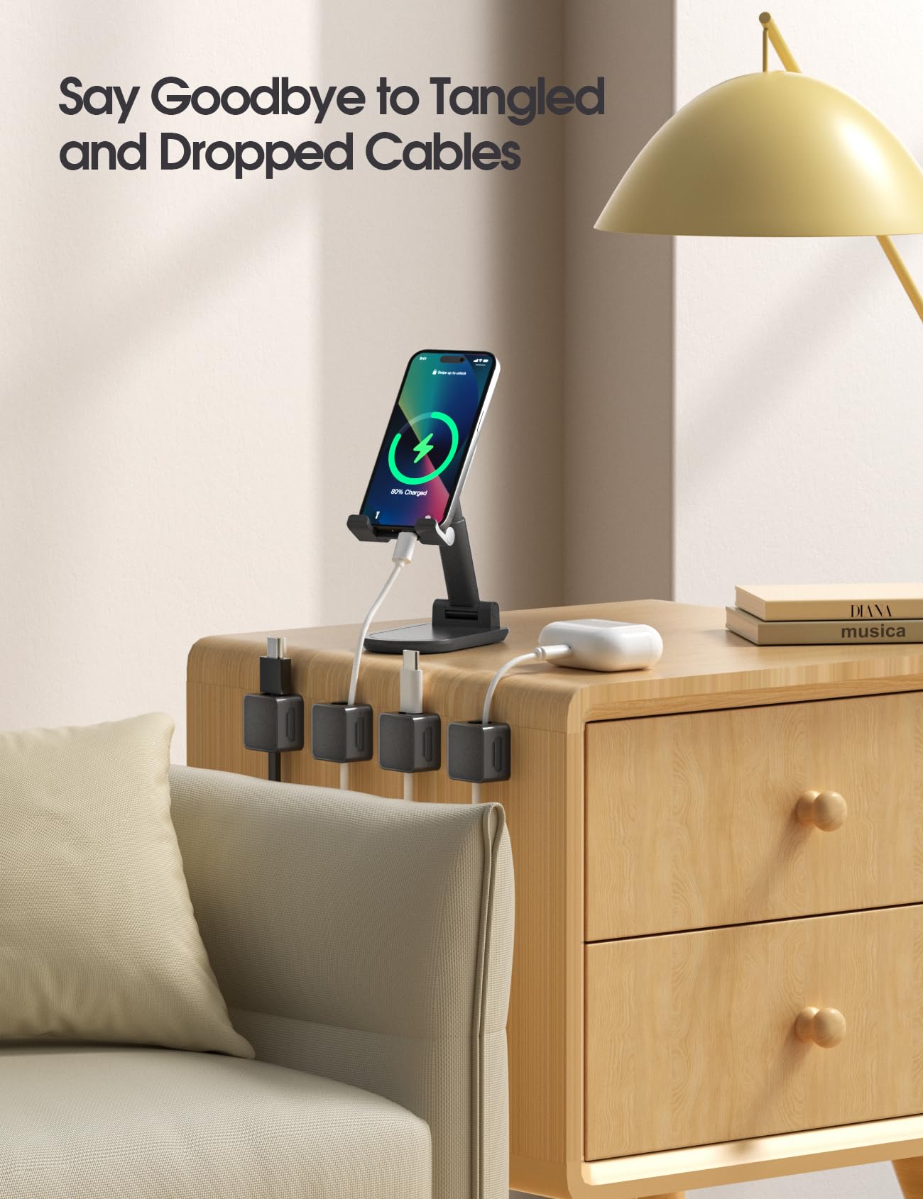 8 Pack Magnetic Cable Clips,Premium Cord Holder For Nightstand,Cord Organizer For Desk,20 Pack Plus 1 Roll Of Cable Ties Reusabl