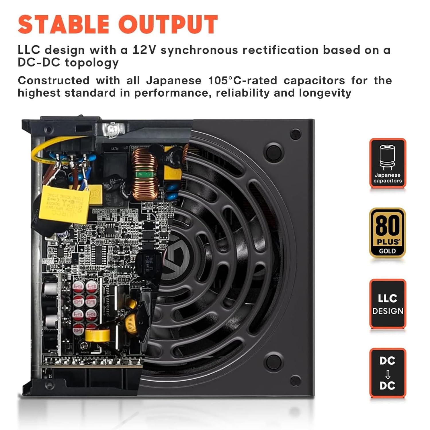 Aresgame Agt Series 850W Power Supply, Atx 3.0 & Pcie 5.0, 80+ Gold Certified, Fully Modular, Fdb Fan, Compact 140Mm Size, Atx G