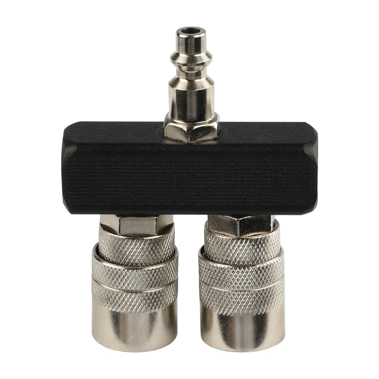 Fornax 2 Way Straight Air Manifold Air Splitter, Line Type Air Compressor Splitter With 2 Couplers And 1/4'' Npt Male Plug, Air