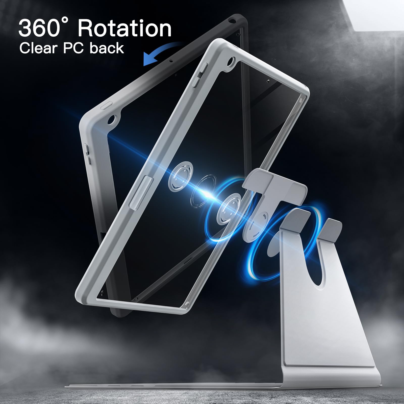 Jetech Rotating Case For Ipad 9/8/7 (10.2-Inch, 2021/2020/2019 Model, 9Th/8Th/7Th Generation) With Pencil Holder, 360 Degree Rot