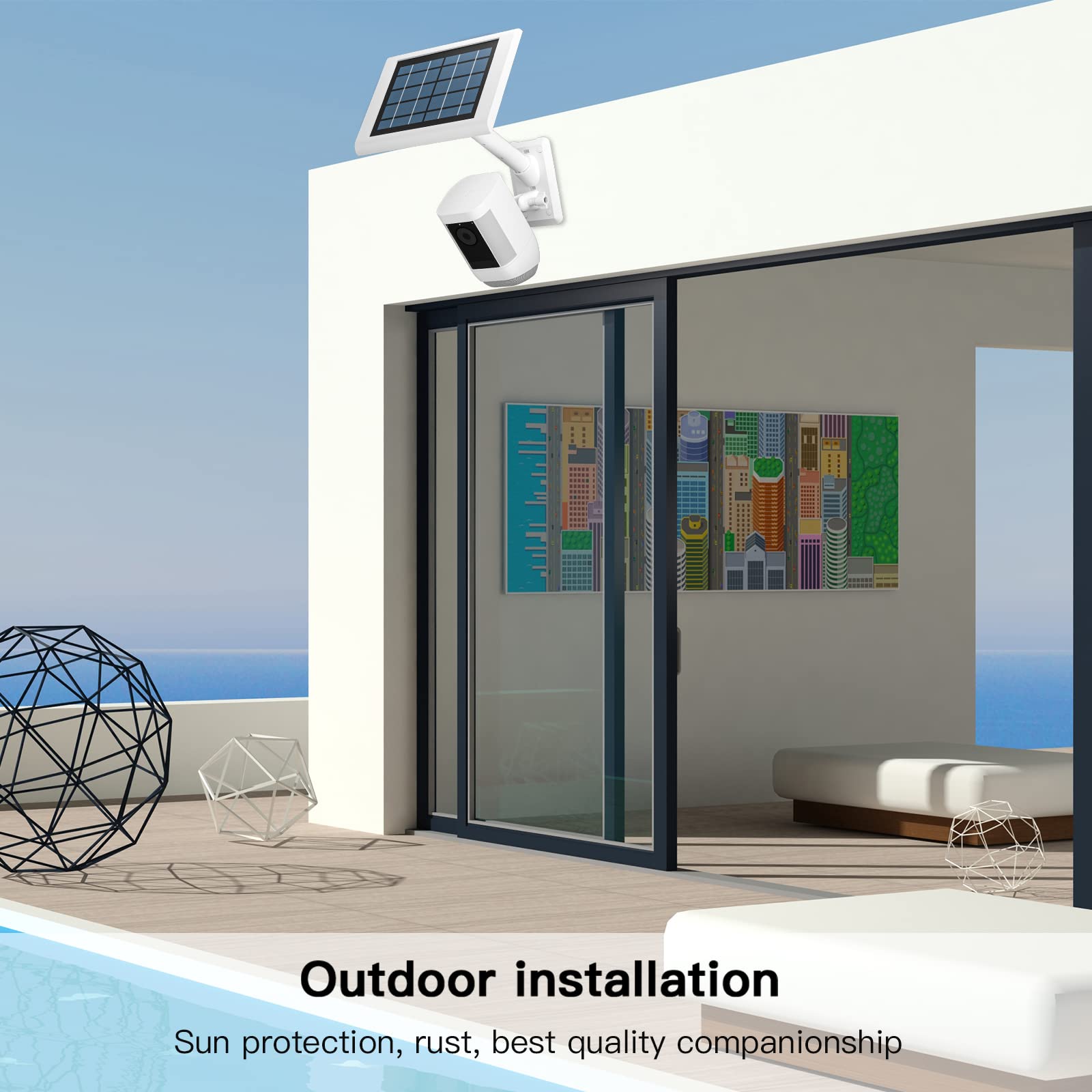 Holaca 2 In 1 Wall Mount Bracket For Stick Up Cam Pro Solar Panel, Spotlight Cam Pro/Plus And Stick Up Cam Battery/Wired Outdoor Mount Accessories For Ring Super Solar Panel (White)