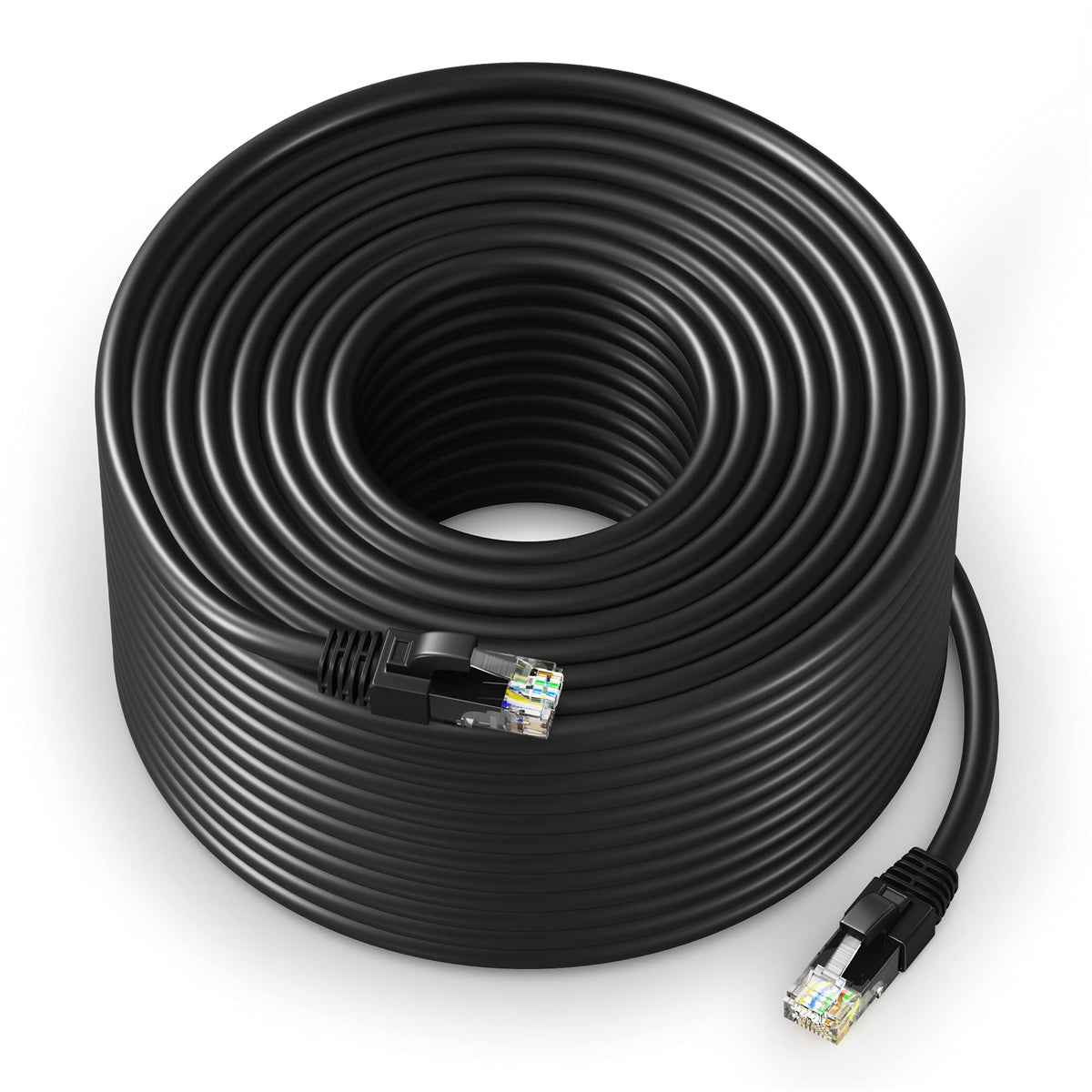 Maximm Ethernet Cable 500 Ft Cat6 High Speed Internet Network Lan Cable Cord, Outdoor Waterproof (Black)