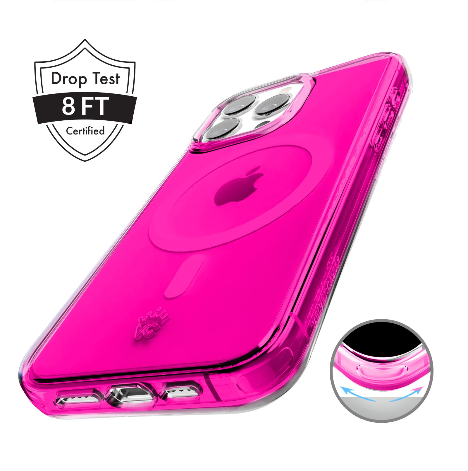Velvet Caviar Compatible With Iphone 15 Pro Case Neon Hot Pink [8Ft Drop Tested] Compatible With Magsafe   Protective Clear Colo