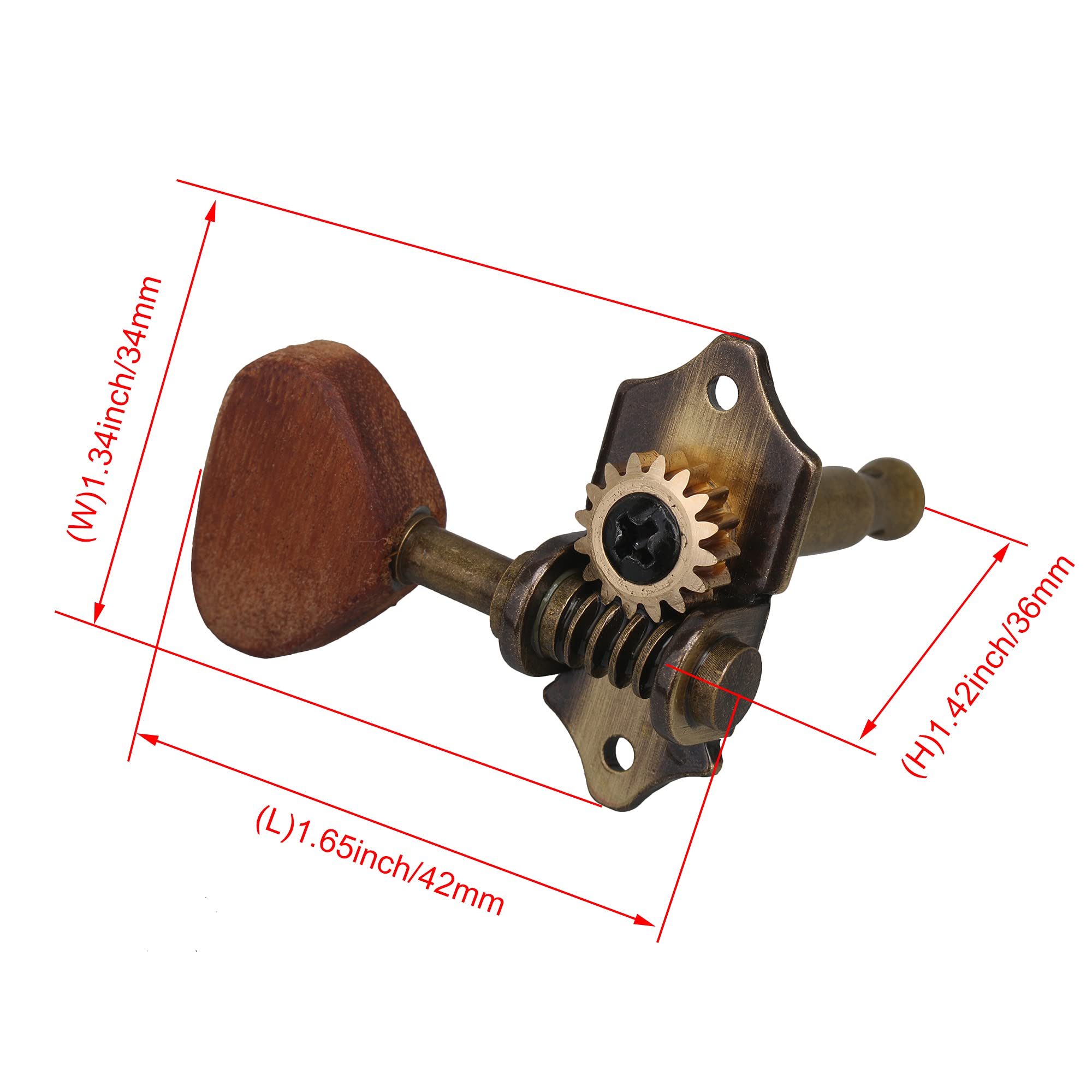 Yibuy 6X Vintage Acoustic Guitar String Tuning Pegs Guitar Tuners 3R3L Bronze Zinc Alloy