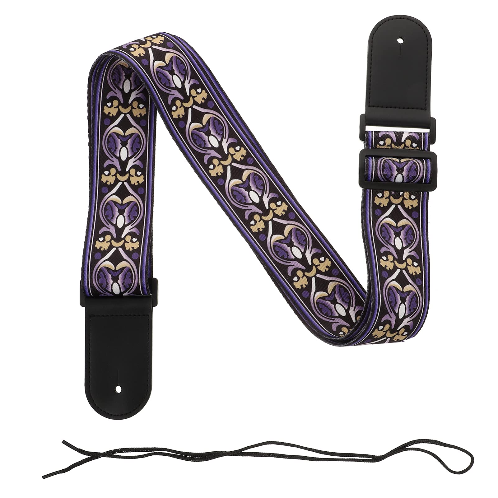 HEALLILY Guitar Strap Adjustable PU Flower Print Guitar Belt Musical Instrument Accessories for Bass Electric Acoustic Guitars P