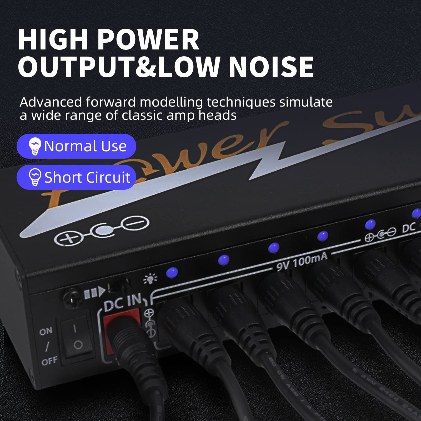 Yueyinpu Power Supply For Guitar Effect Pedals 10 Isolated Dc Output 9V/12V/18V For Effect Pedal With Separate Short Circuit Pro