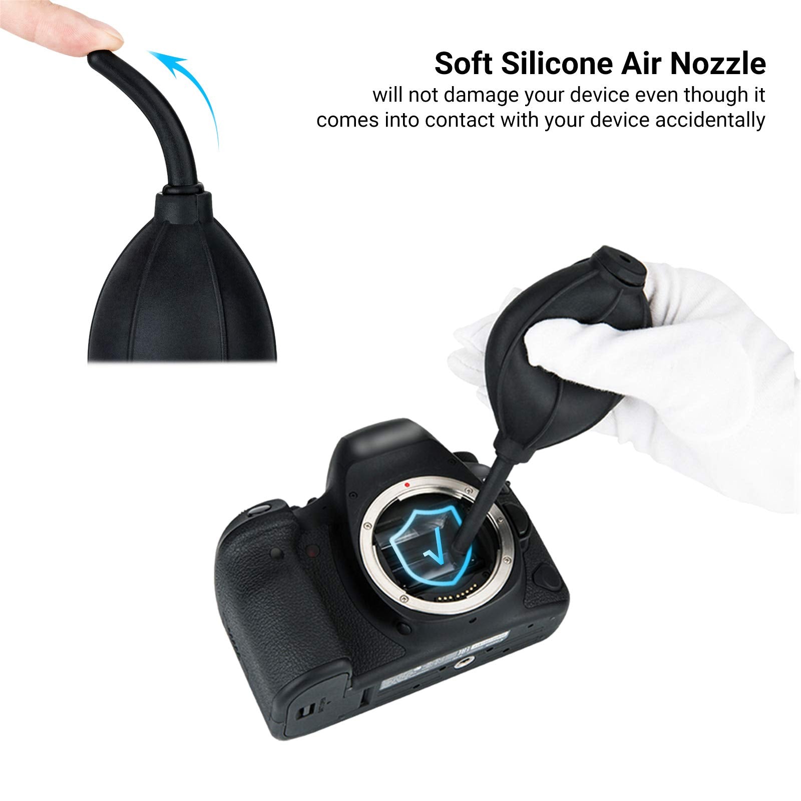 Soft Tip Silicone Super Air Blower Blaster Pump Dust Cleaner Include Micro Fiber Cleaning Cloth, Bulb Blower For Digital Slr Len