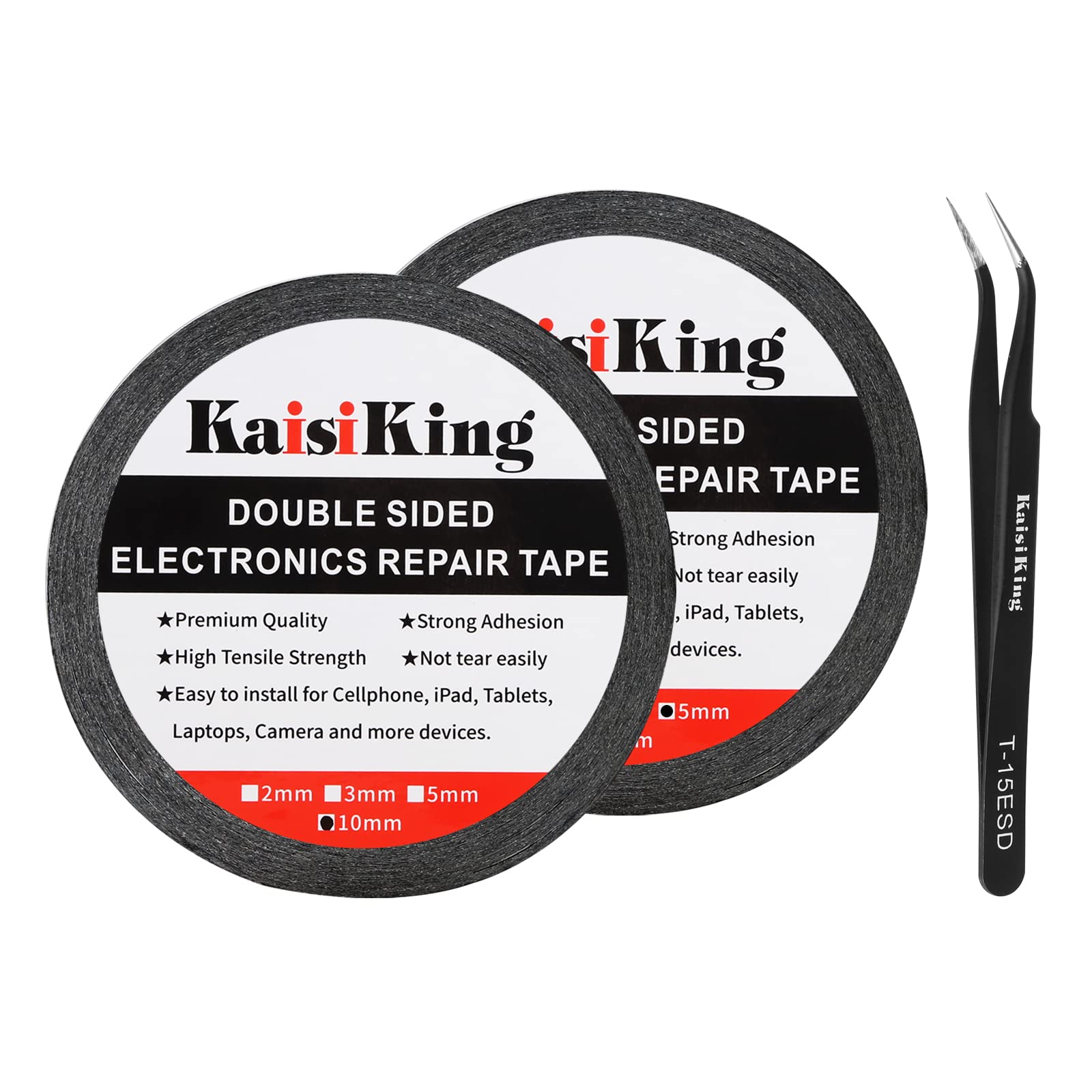 Kaisiking 5Mm / 10Mm X 50M Double Sided Adhesive Tape Lcd Touch Screen Tape Phone Repair Tape With 1 Tweezers For Cell Phone, Ip