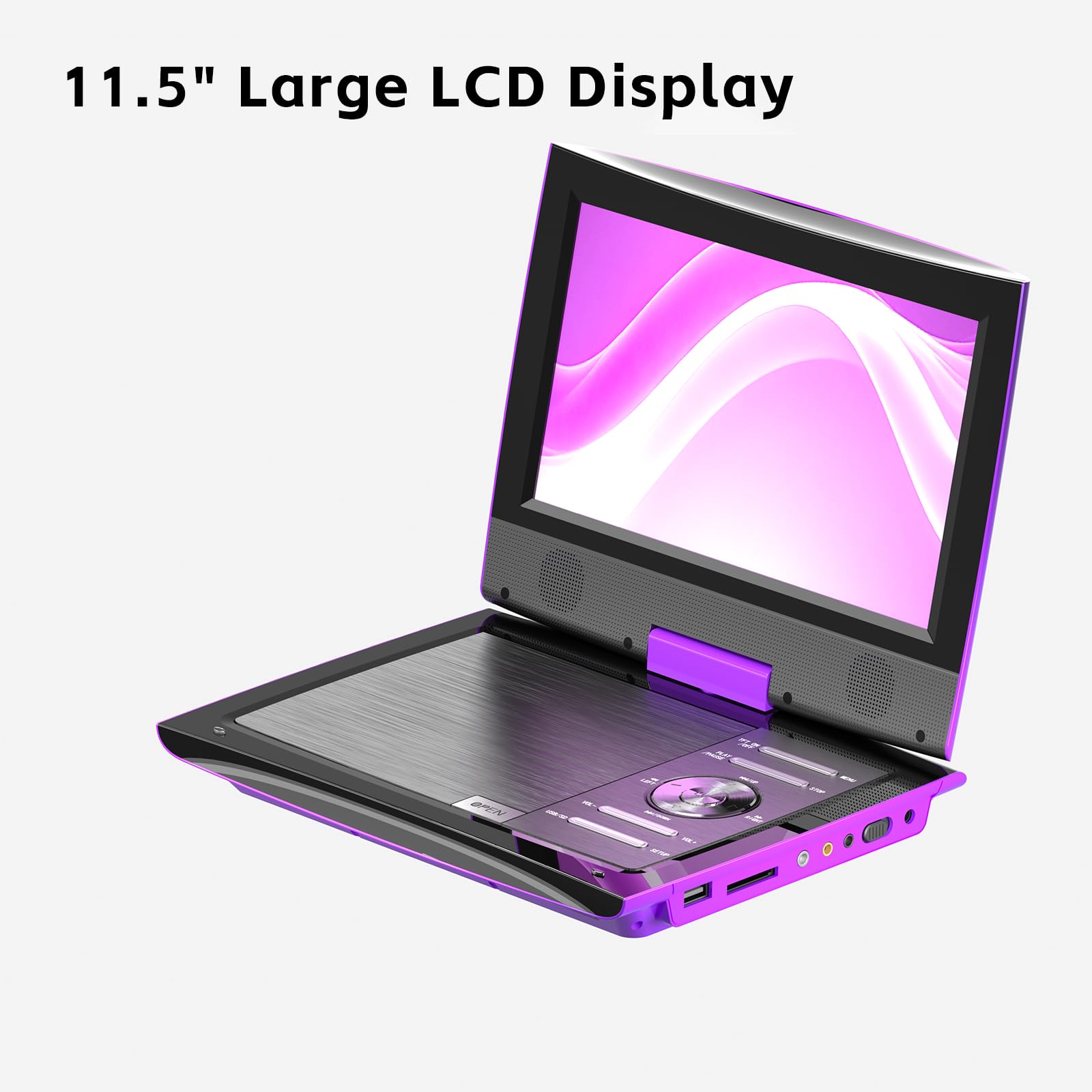 Sunpin New 11.5 Portable Dvd Player For Car And Kids, 9.5 Swivel Brightness Enhanced Screen, With Car Charger And Headrest Mount