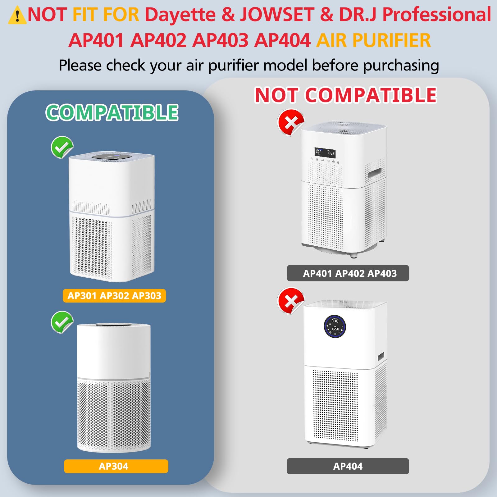 Ap301 Ap302 Ap303 Replacement Filter, Compatible With Dayette & Jowset Ap301 Ap302 Ap303 And Airjowset Ap304 Air Purifier, H13 T