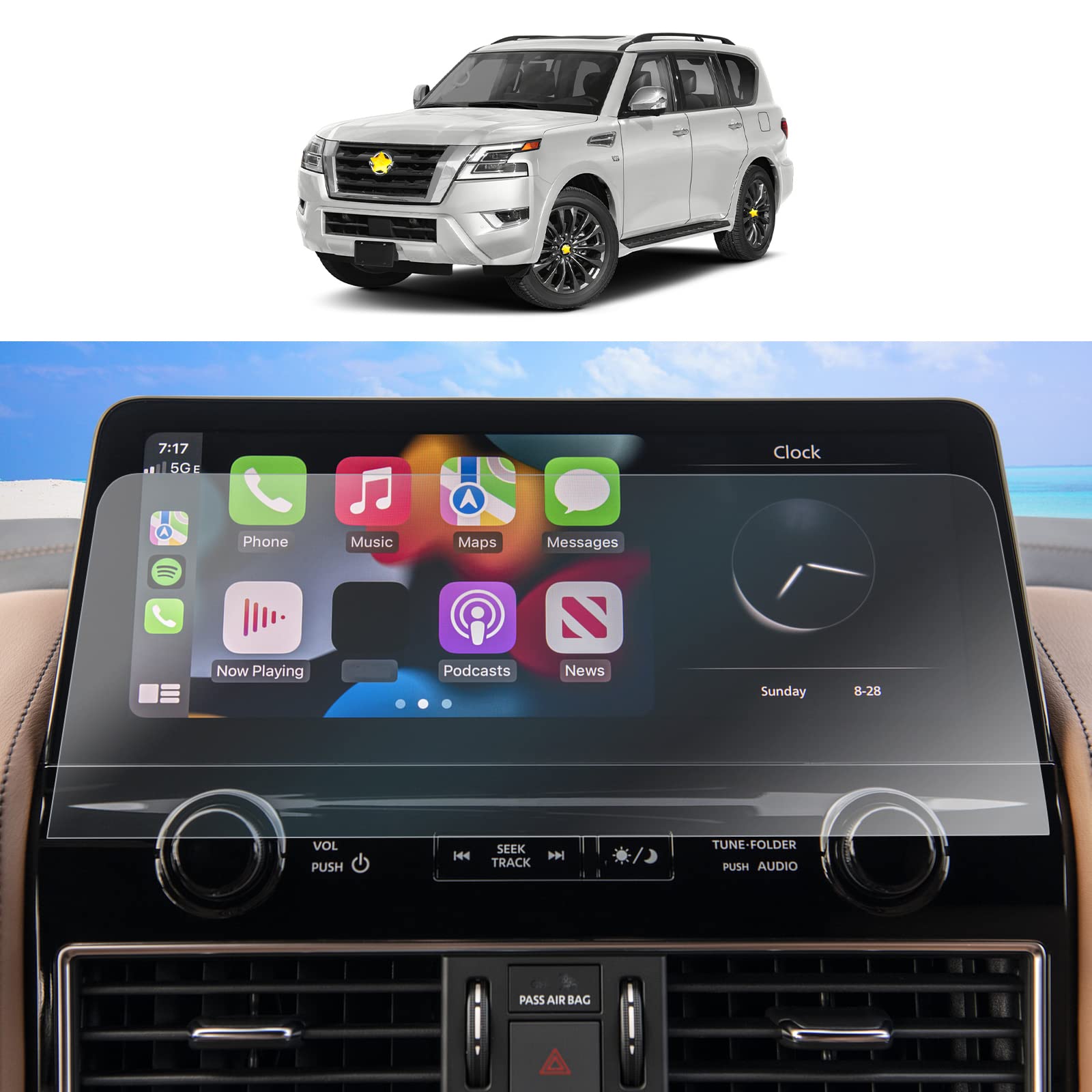 Sktu Screen Protector For 2021 2024 Nissan Armada S/Sv/Sl/Midnight Edition/Platinum Navigation 2023 2024 Armada Accessories Hd Clear Anti Scratch