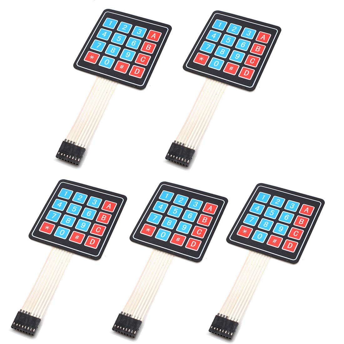 Oiyagai 5 Pcs 4x4 Membrane Switch Keypad Keyboard 4 * 4 16 Key Matrix Array Matrix Membrane Switch Keyboard for Robot Arduino ES