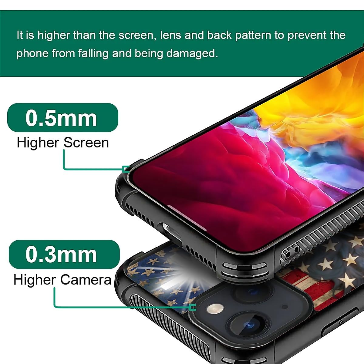 Fkbrcl4U For Iphone 15 Case, Red American Flag Horse Cross Pattern Graphic Design Girl Boy Soft Silicone Hard Acrylic Shock Prot