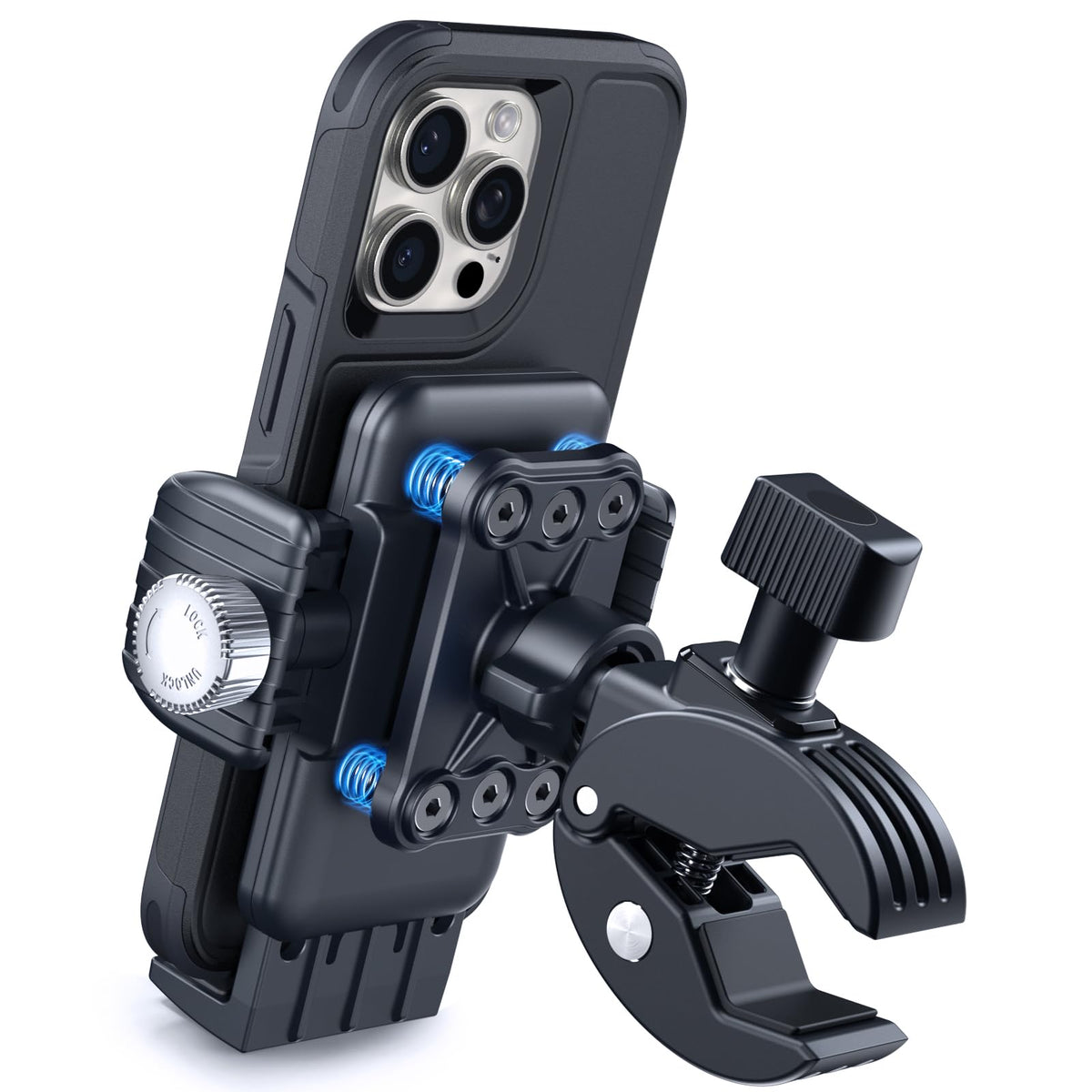 Ornarto Motorcycle Bike Phone Holder Mount,2024 Upgrade Vibration Dampener Anti-Shake,Premium Simplicity 360 Rotatable Bicycle P