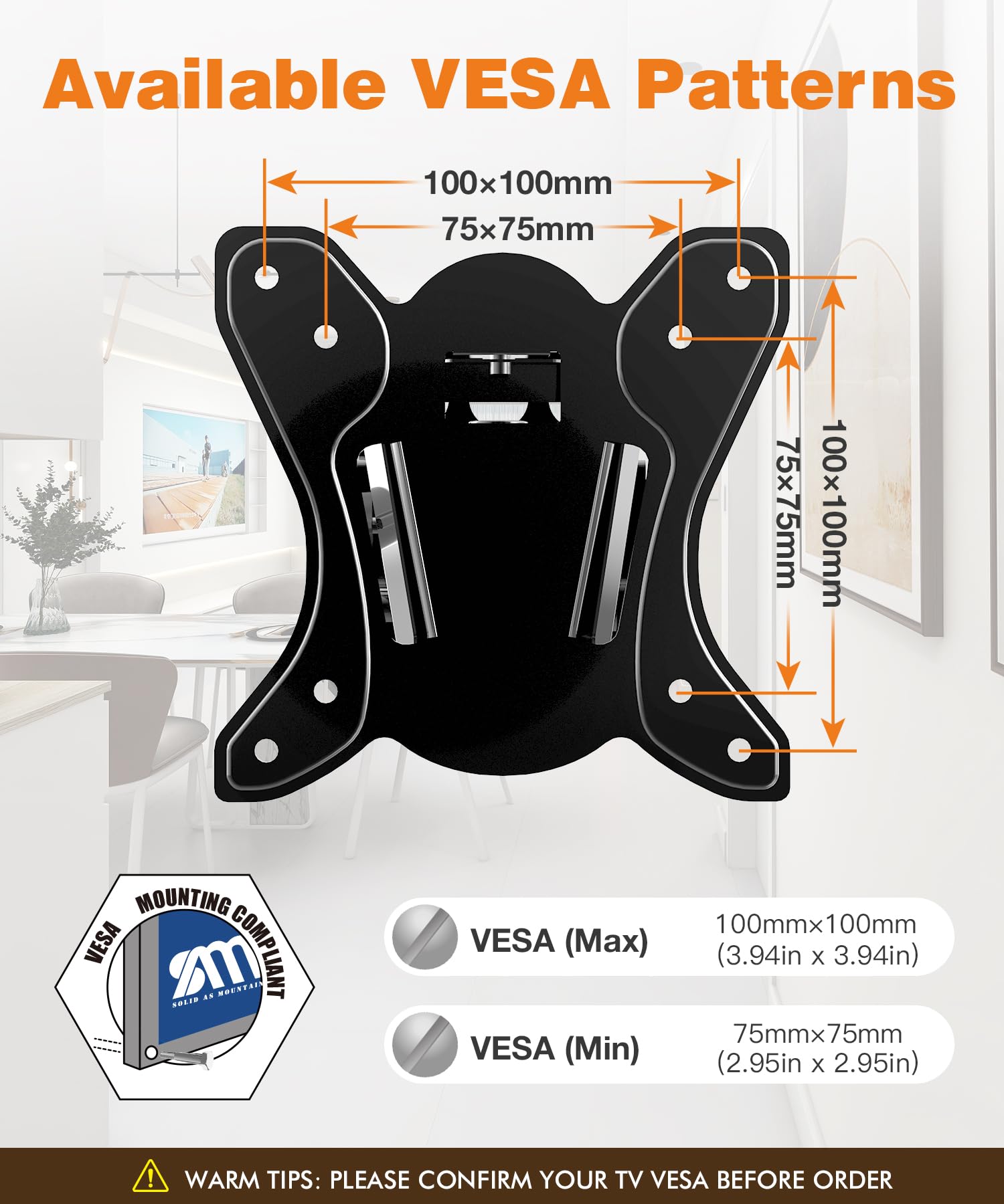 Small Monitor Tv Wall Mount, Rv Wall Mount Bracket With Swivel Tilt Adjustable, Low Profile Fits Most 13 14 17 19 20 22 23 24 27