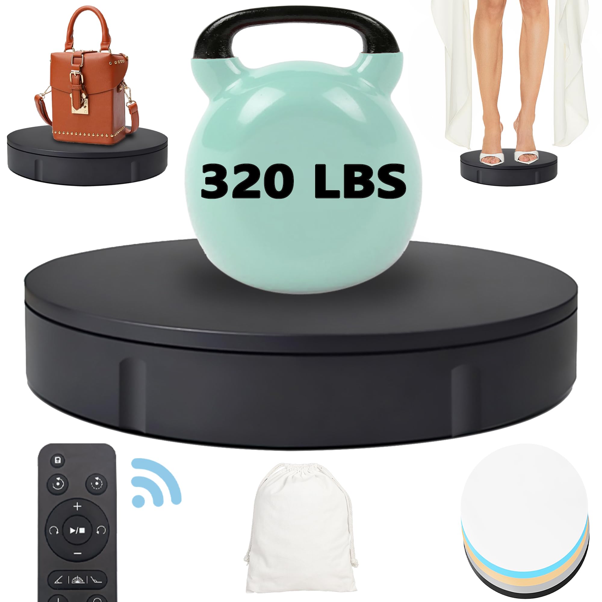Prolee 360 Degree Rotating Turntable 12 Inch, 320Lbs Capacity For Photography, Heavy Duty, Automatic Remote Control Display Plat