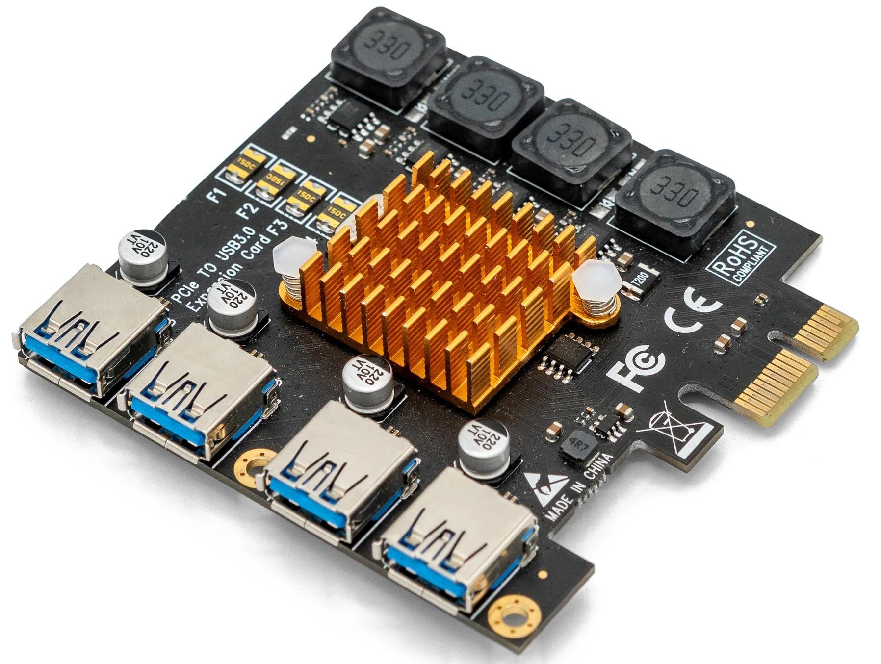 Pci E To Usb 3.0 4 Port Expansion Card, Internal Converter Pci Express Expansion Card For Desktop Pc Card, Support Casaos, Windo