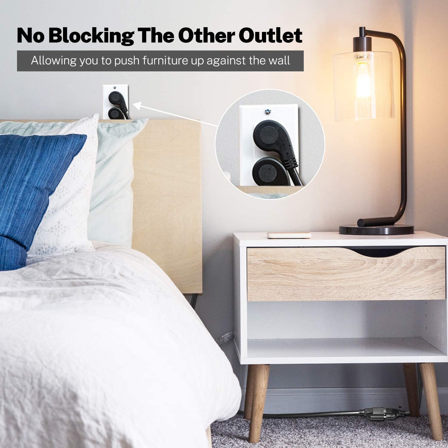 Firmerst 1875W 15 Feet Extension Cord 14 Awg 15A Flat Plug Black