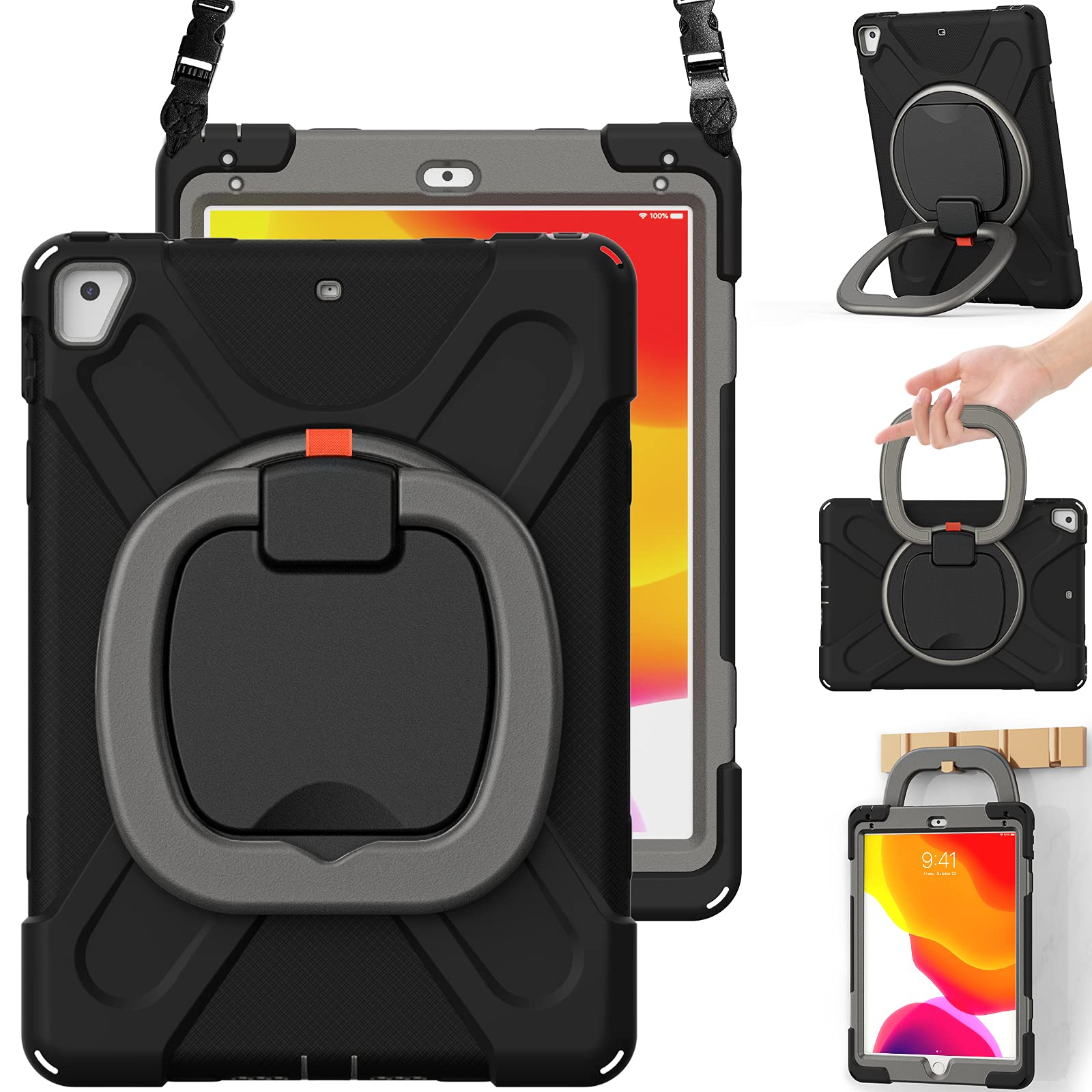 Braecn Case For Ipad 9.7 Inch 6Th/5Th Generation 2018/2017, Ipad Air 2, 3 Layer Protective Silicone Cover With Pencil Holder/Han