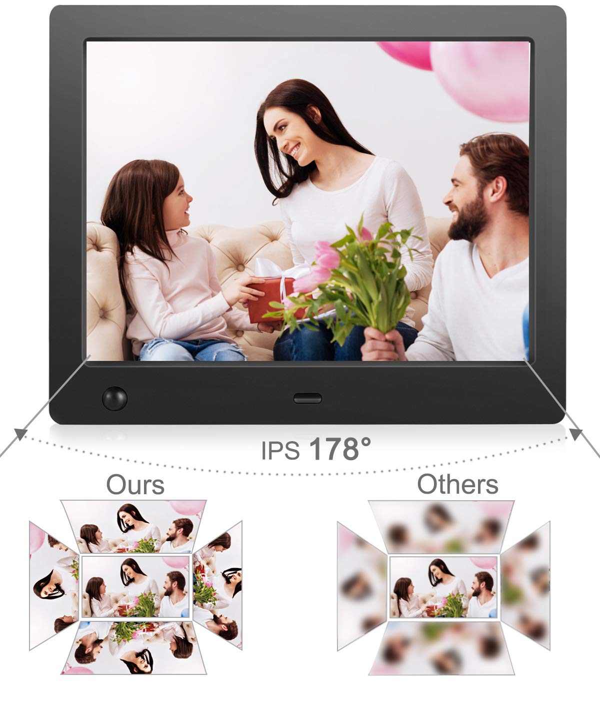Digital Photo Frame 8 Inch   Electronic Photo Frame With Slideshow Hd Ips Display Picture Frame With Motion Sensor/Video/Backgro
