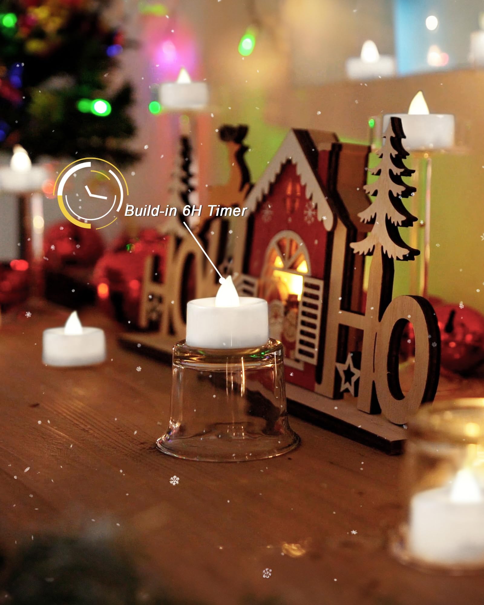 Beichi 12 Pack Timer Tea Lights Candles Battery Operated, Led Tea Light With Timer, Built In 6 Hours Flameless Votive Candles, F