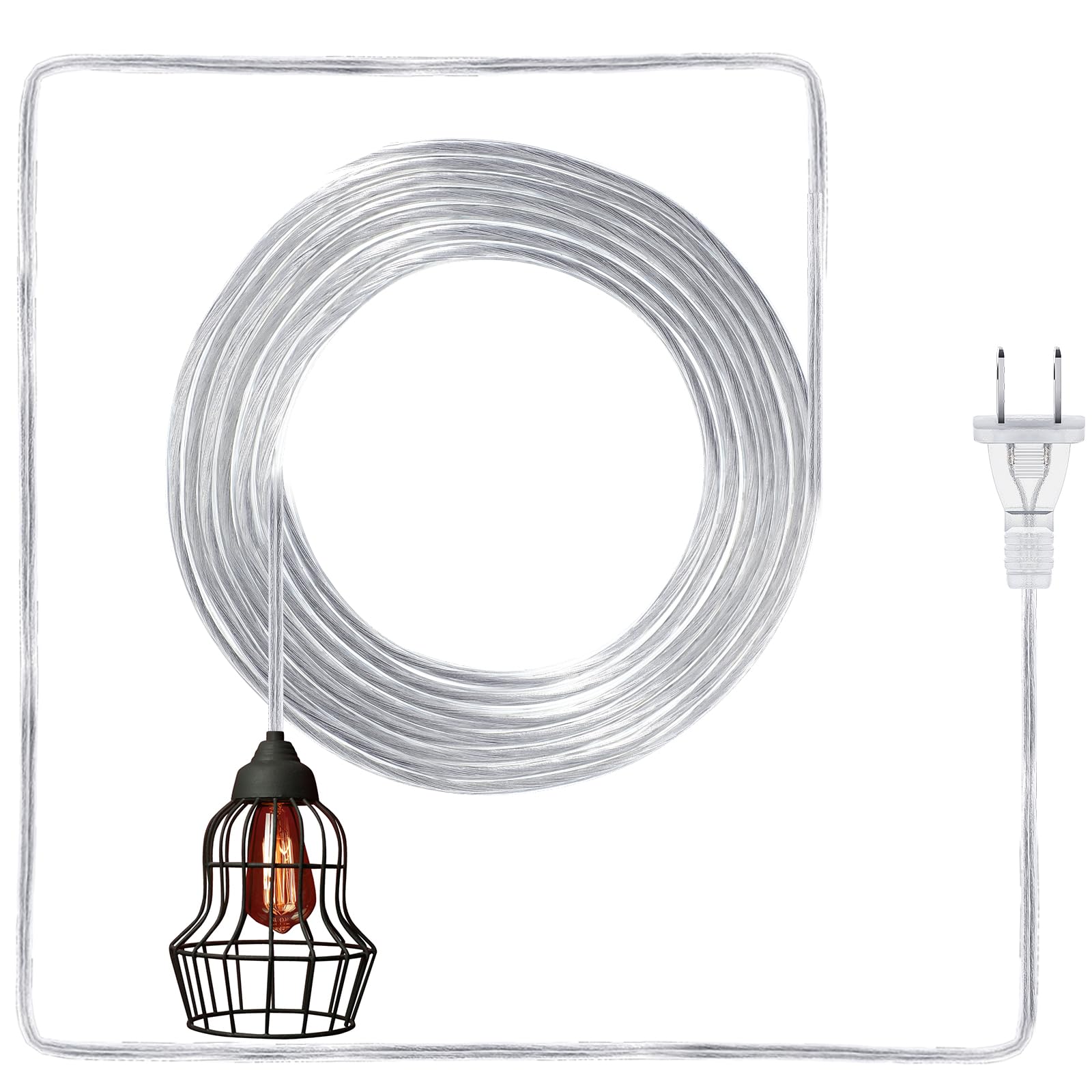 Saysurey Lamp Cord With End Plug Replacement Lamp Cord Electric Lamp Wire Clear 18/2 Spt 1 Wire Stripped End Ready For Wiring La