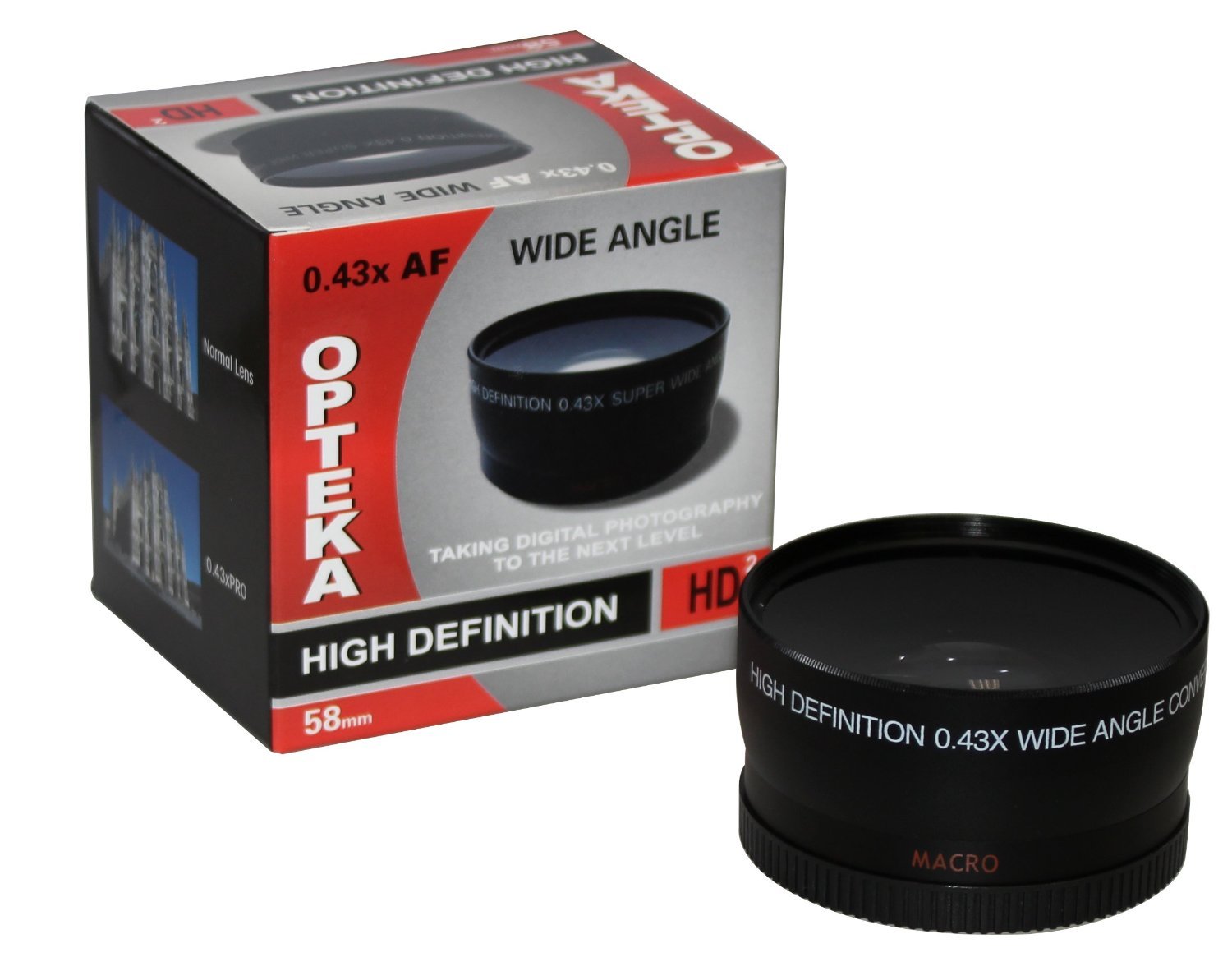 Opteka .43X High Definition Wide Angle With Macro & 2.2X Telephoto Lens Kit For Nikon 18 55Mm, 24Mm, 28Mm, 35Mm, 40Mm, 50Mm, 55