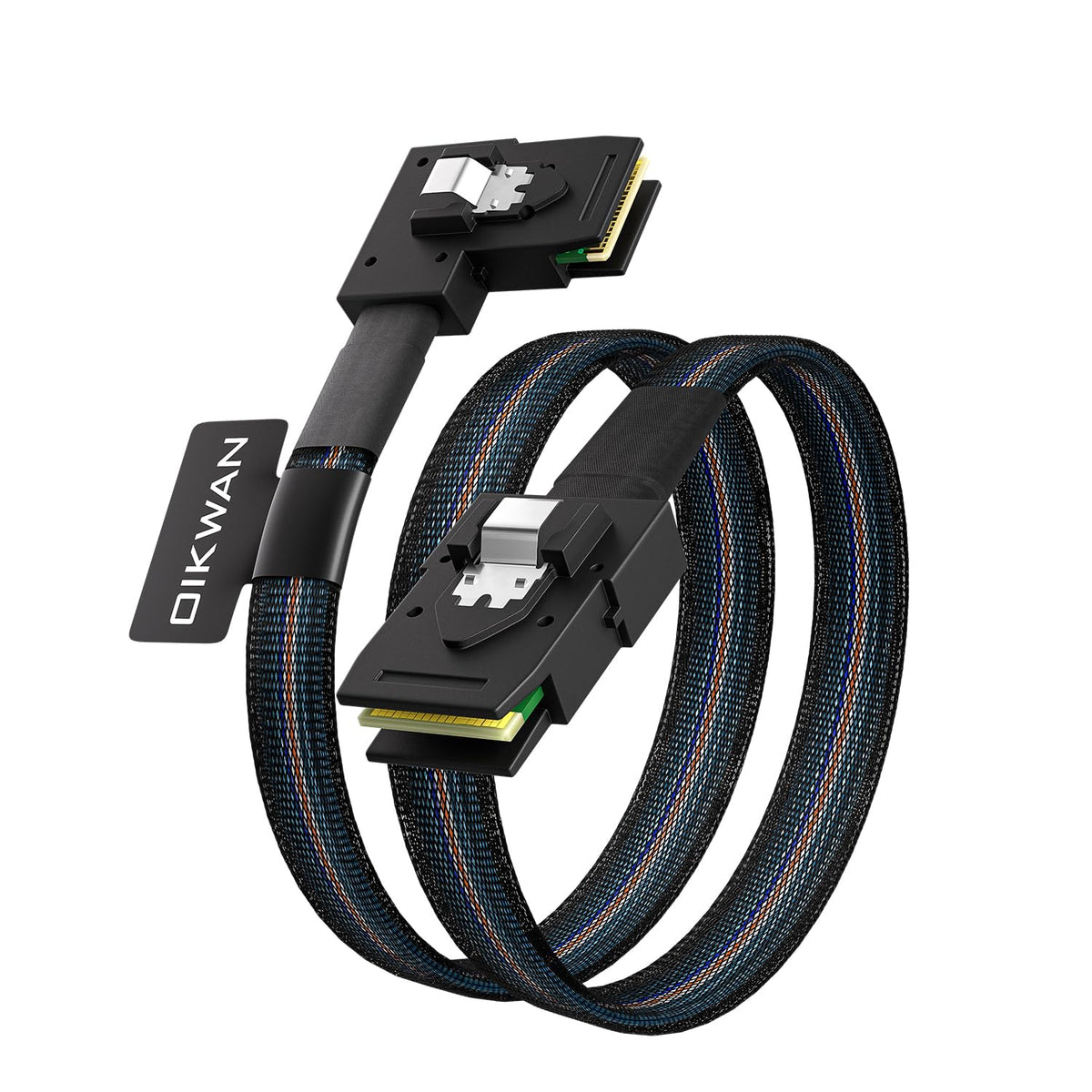 Oikwan Internal Mini Sas Sff 8087 To Right Angle Sff 8087 Cord, Internal Mini Sas To Mini Sas Cable, Compatible With Raid Or Pci