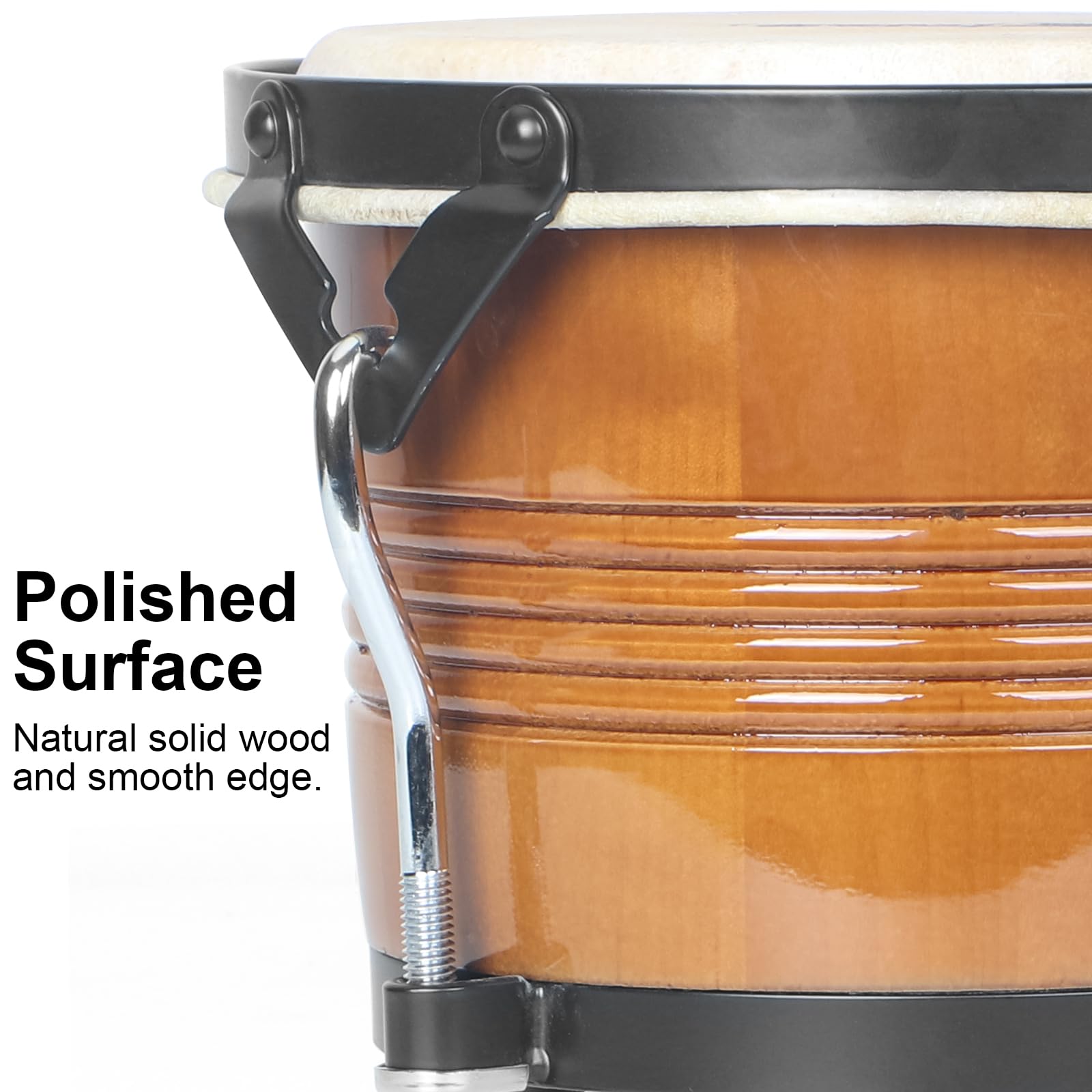 Bongo Drums 6.5    And 7.5   , Birch Percussion Instrument Bongos For Adults Beginners,Buffalo Hand Drum With Carry Bag And Tuni