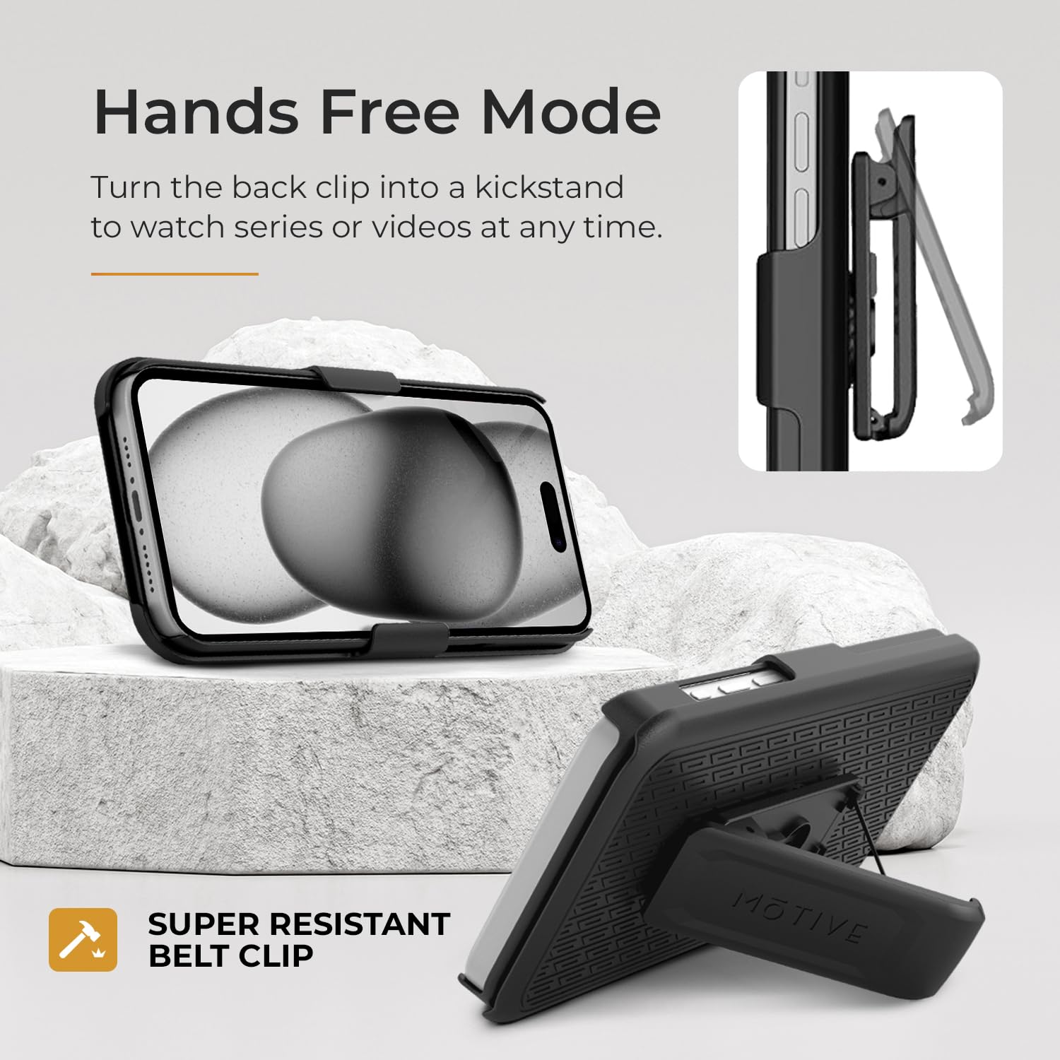 Motive For Iphone 15 Plus Case With Belt Clip, Shell Holster Combo For Apple Iphone 15 Plus Holster, Slim Rugged Case, Drop Shoc