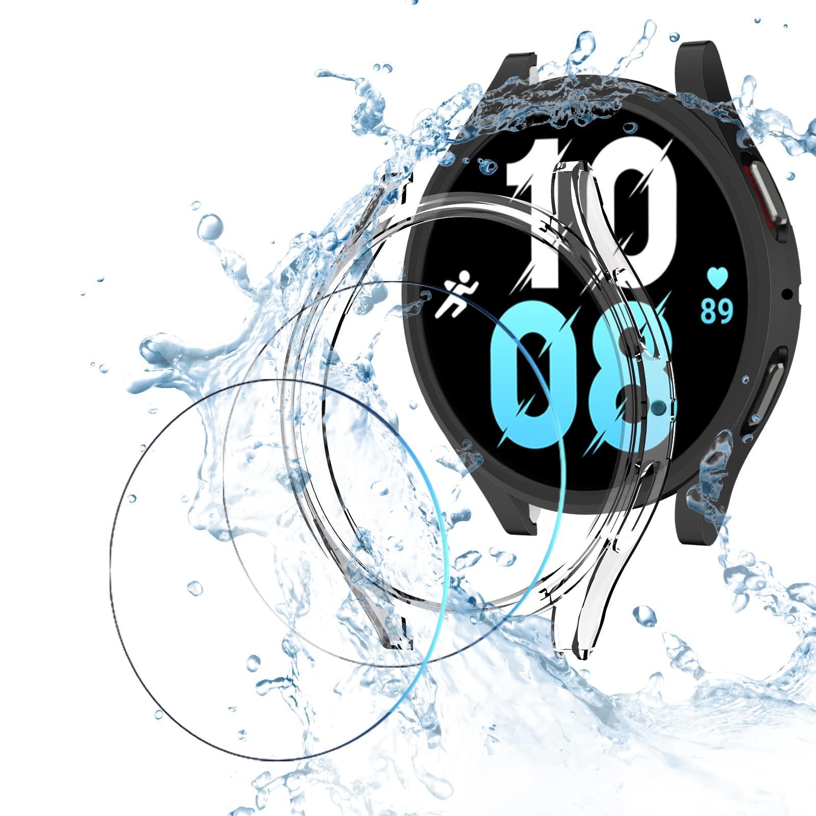 2+2 Pack Case Compatible With Samsung Galaxy Watch 5 Galaxy Watch 4 40Mm Screen Protector, Hasdon Ultra Thin Shockproof Hard Pc