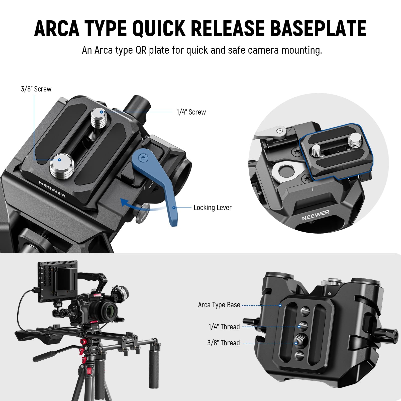 Neewer Shoulder Mount Video Rig With Arca Quick Release Dslr Camera & Camcorder Mounting, Dual Handles 15Mm Rods (16''/40Cm), Fi
