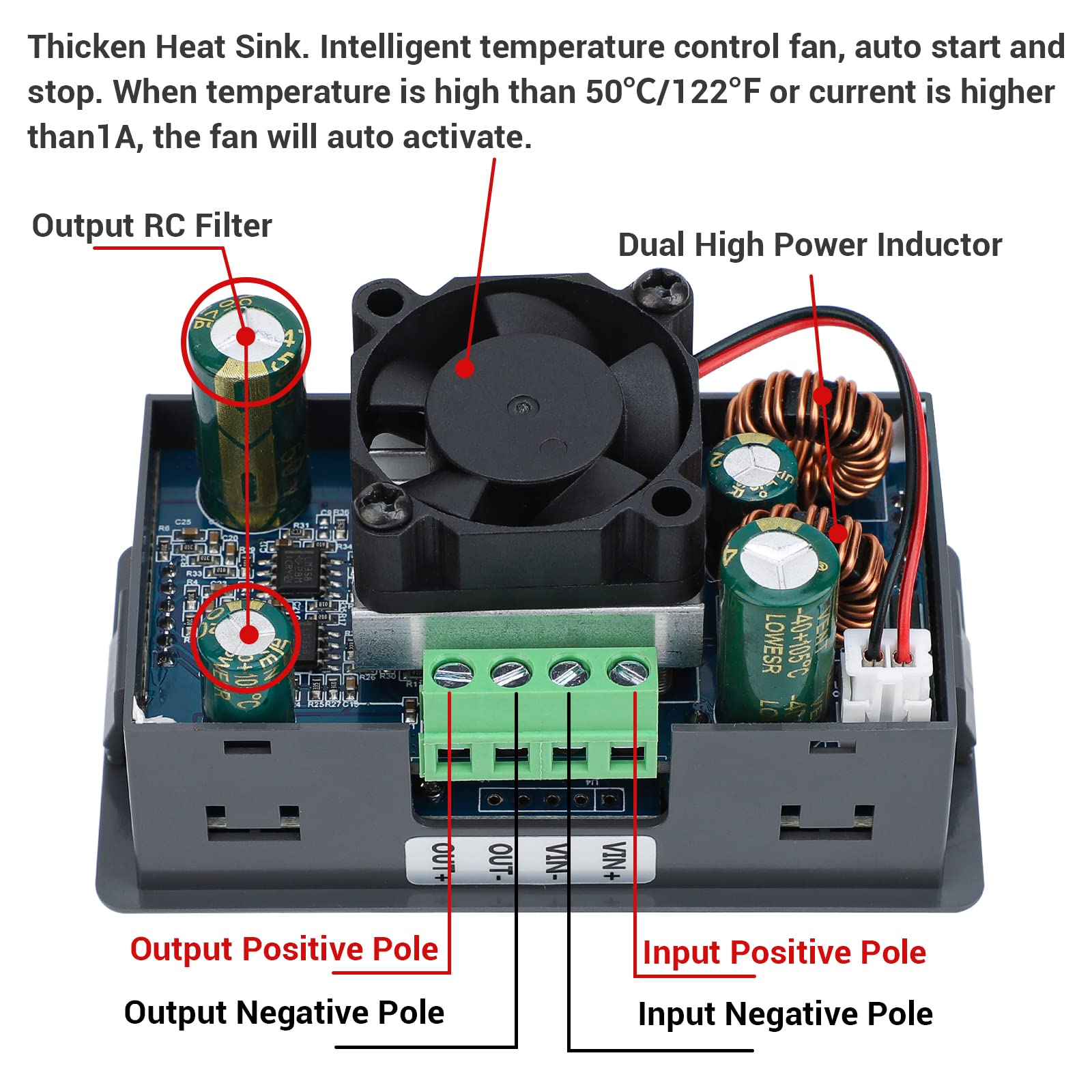 Drok Buck Boost Converter, Dc 6 36V To 0.6 36V 5A 80W Step Up Step Down Module, 5V 6V 12V 24V 30V Adjustable Voltage Regulator,