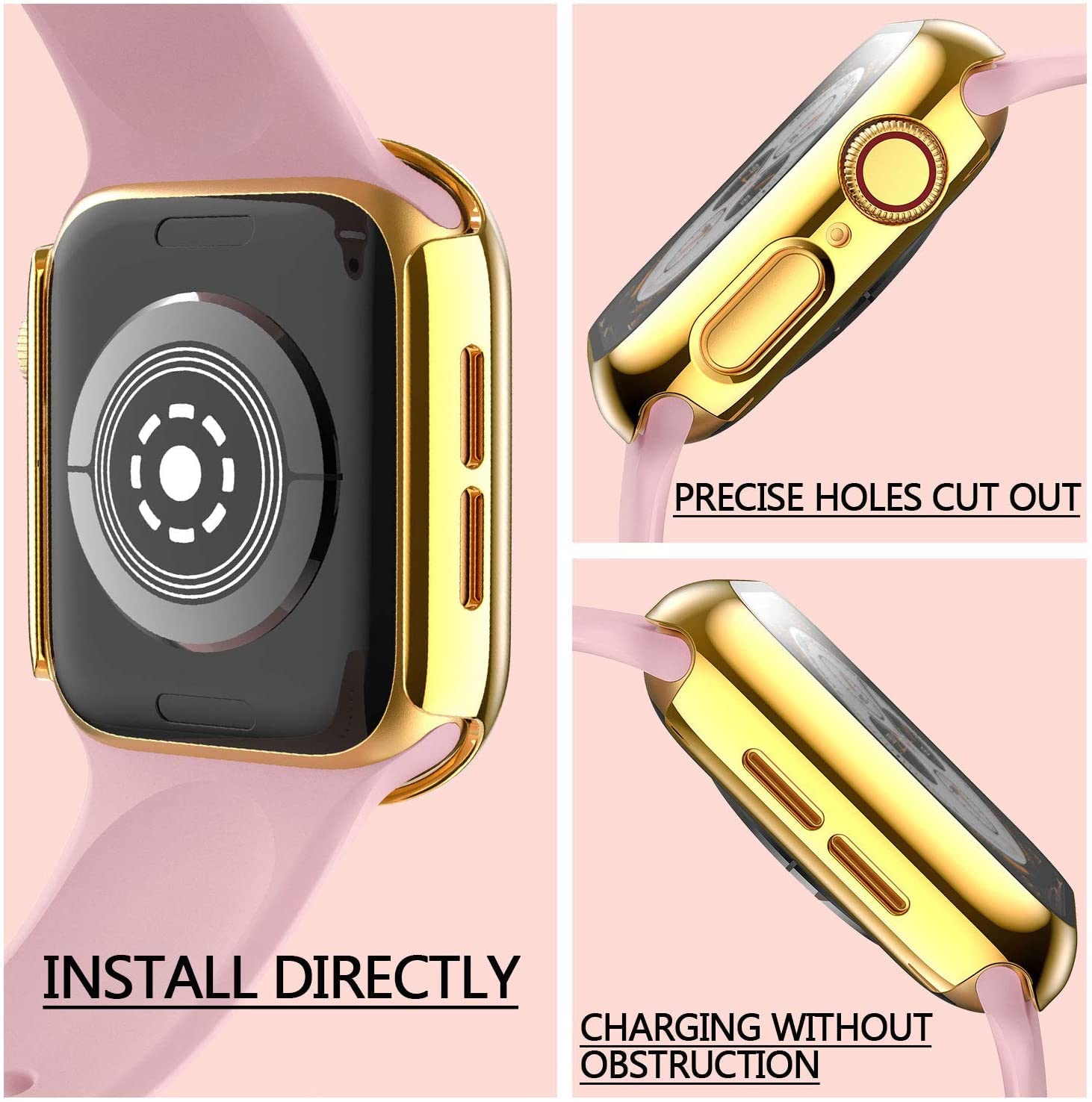 Hankn 40Mm Case Compatible With Apple Watch Series 4 5 6 Se 40Mm Tempered Glass Screen Protector Case, Full Coverage Shockproof