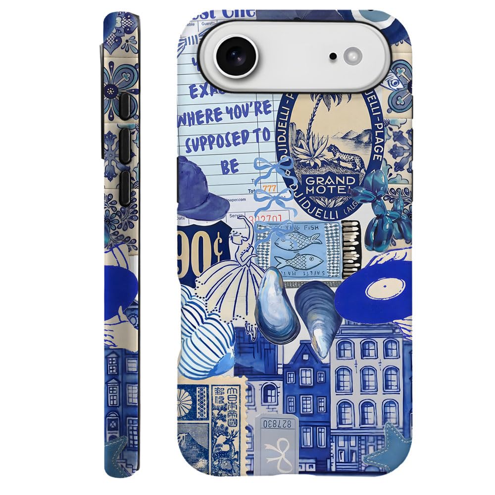 Compatible with iPhone 17 Air,Durable & Shockproof Phone Case Cover Design - Blue Ocean Beachy Collage