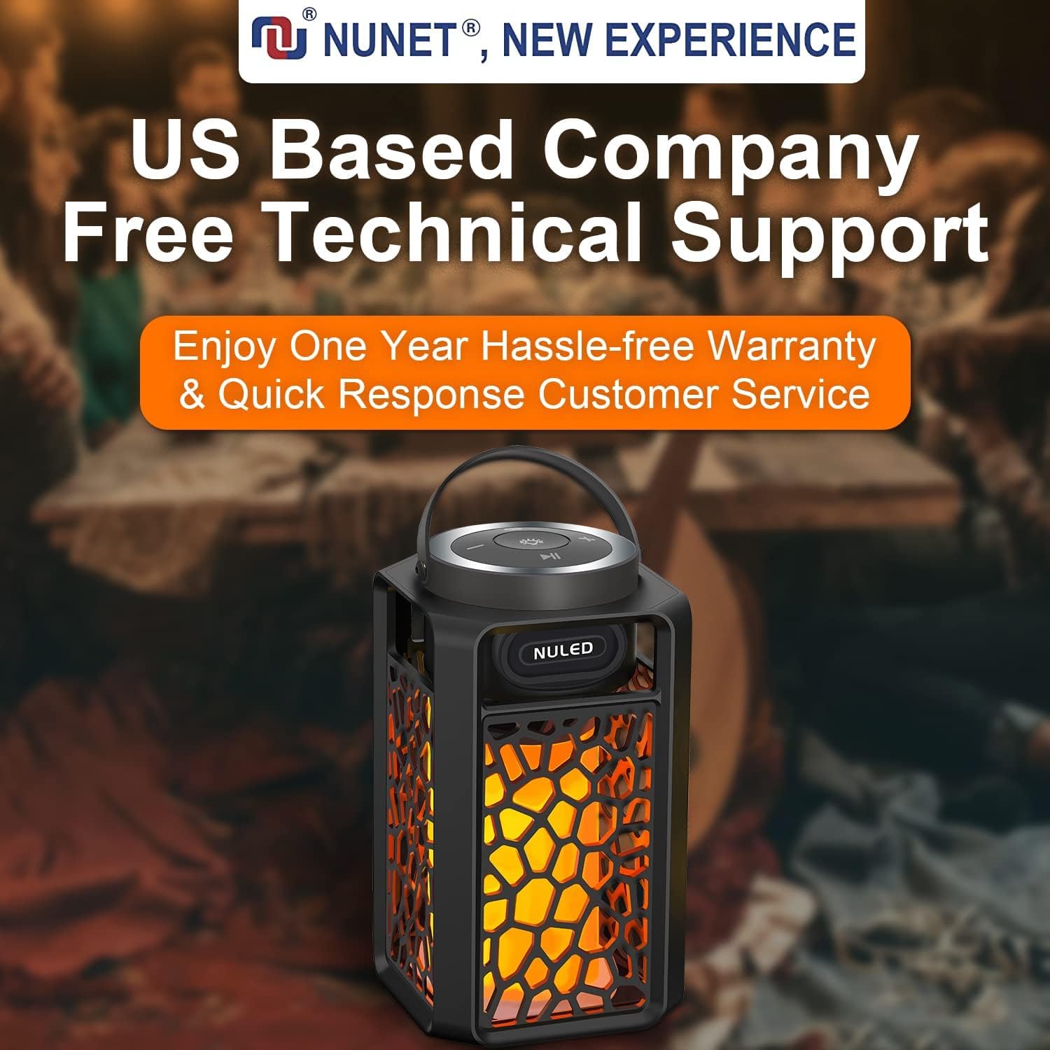 Nunet 2Pack Outdoor Bluetooth 5.1 Speakers Led Flame Speakers 10W Tws Tiki Torch Atmosphere Lantern Waterproof Wireless Portable